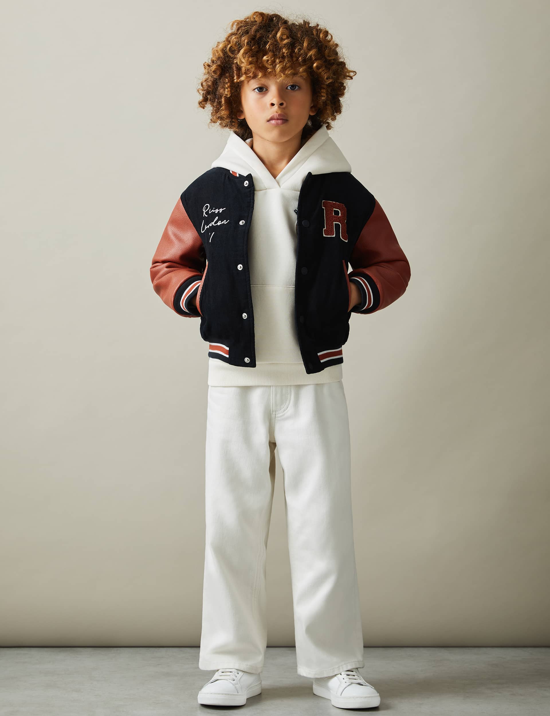 Reiss Boys Slogan Bomber (3-14 Yrs) - 5-6 Y - Dark Blue, Dark Blue,Green