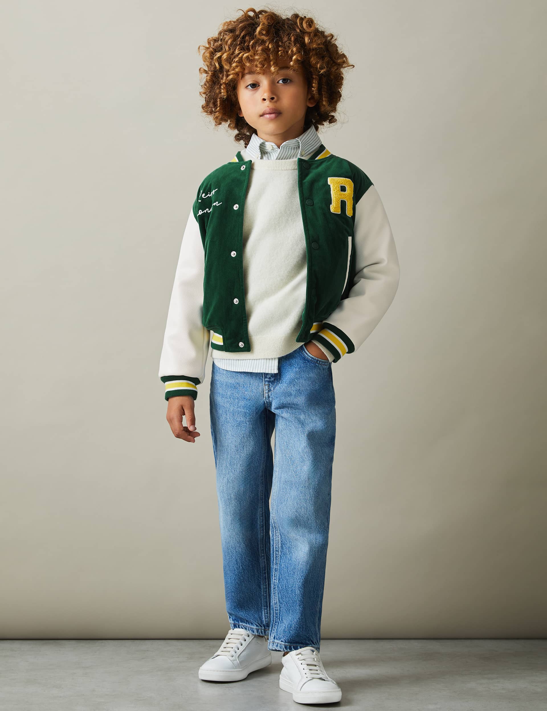 Reiss Boys Slogan Bomber (3-14 Yrs) - 13-14 - Green, Green,Dark Blue