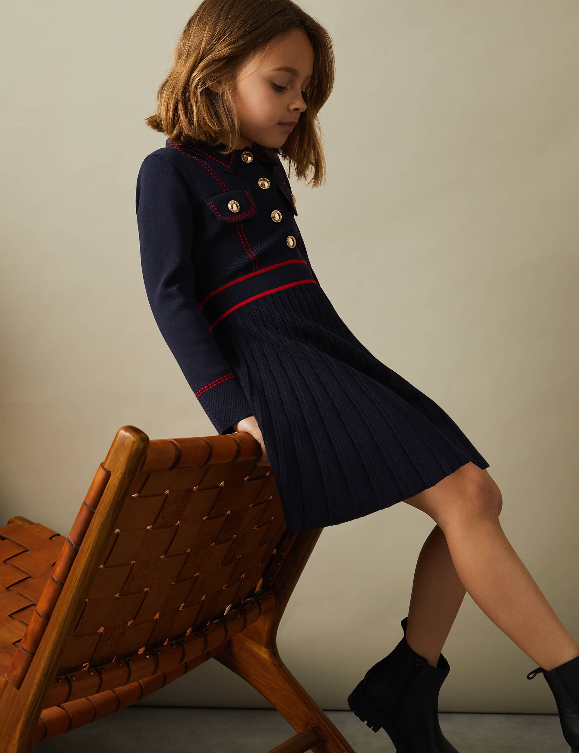 Reiss Girls Pleated Dress (4-14 Yrs) - 7-8 Y - Dark Blue, Dark Blue