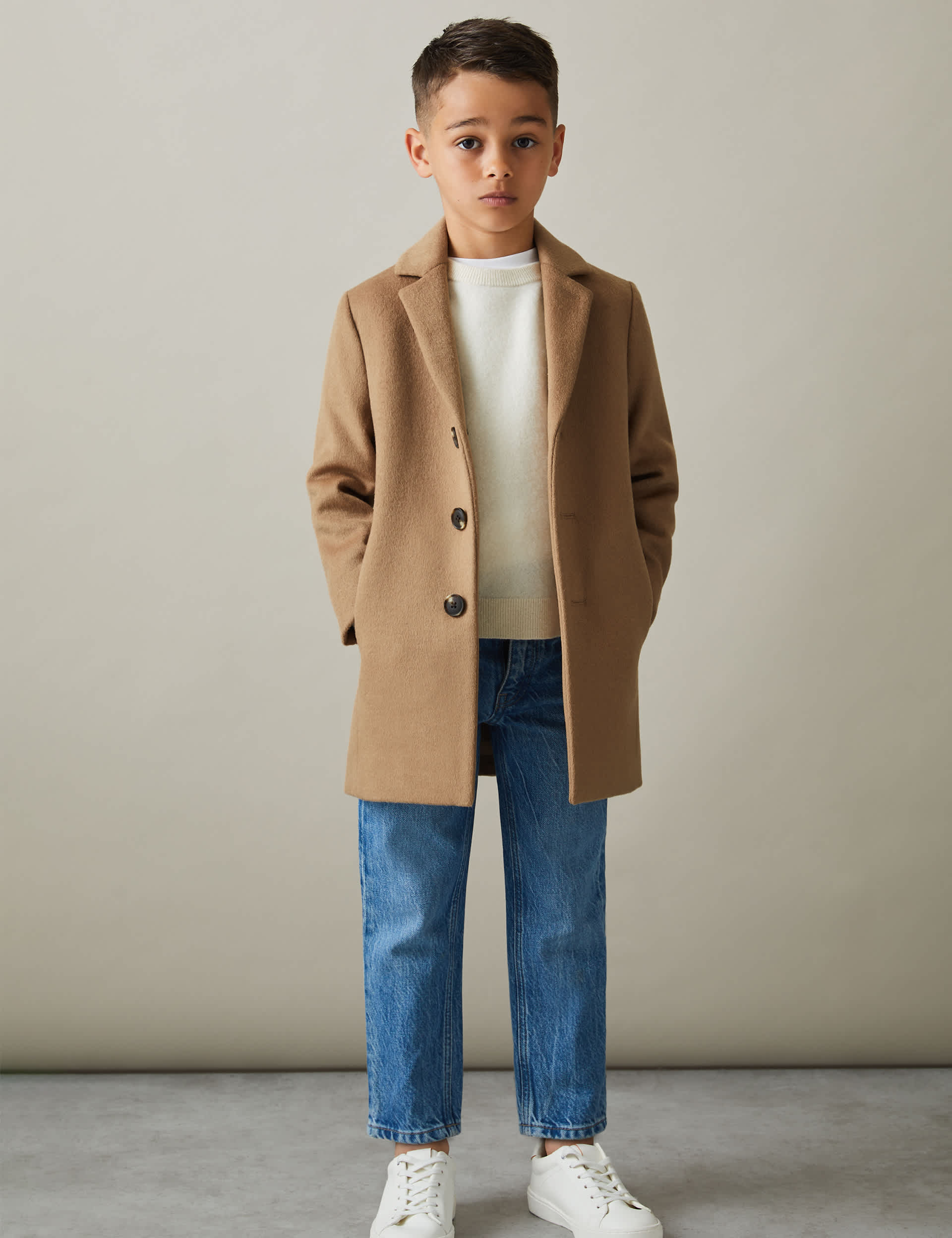 Reiss Boys Wool Blend Coat (3-14 Yrs) - 7-8 Y - Tan, Tan