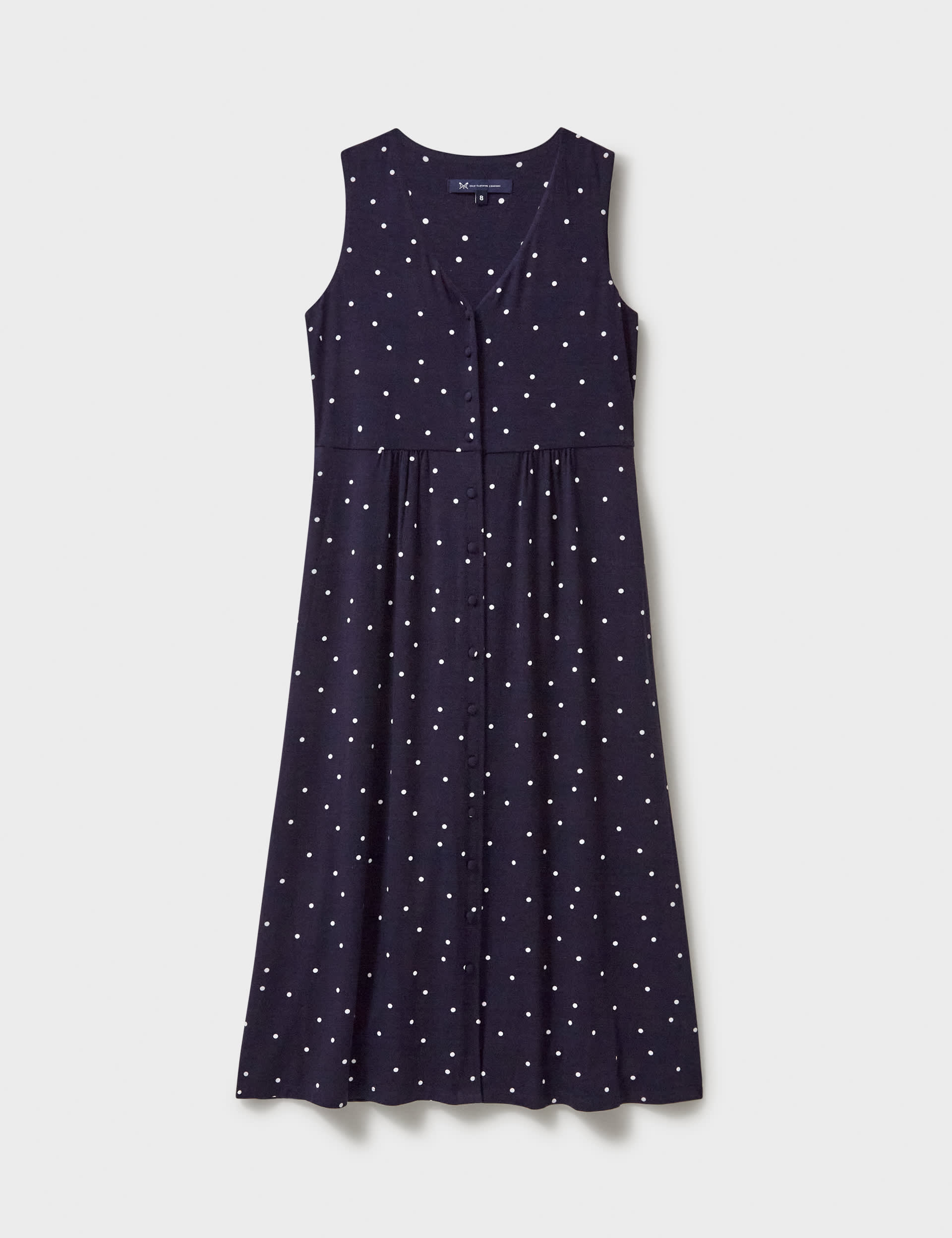 Crew Clothing Women's Polka Dot Button Front Midi Tea Dress - 8 - Navy Mix, Navy Mix