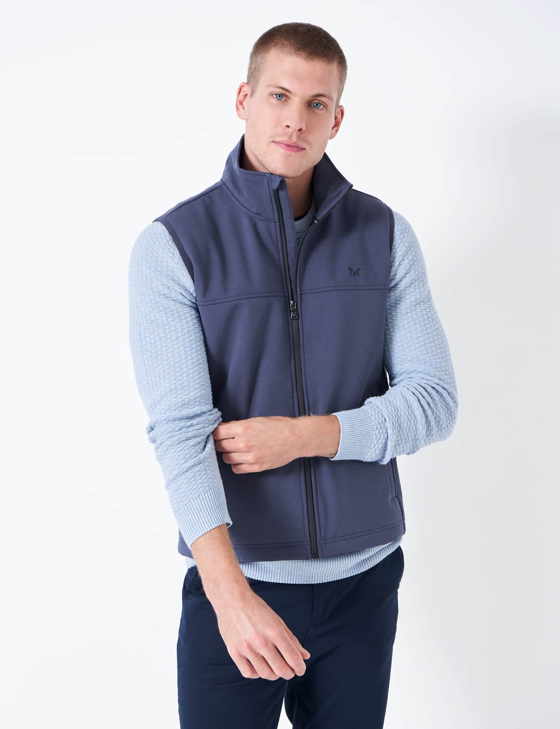 Crew Clothing Men's Zip Up Funnel Neck Gilet - Navy, Navy