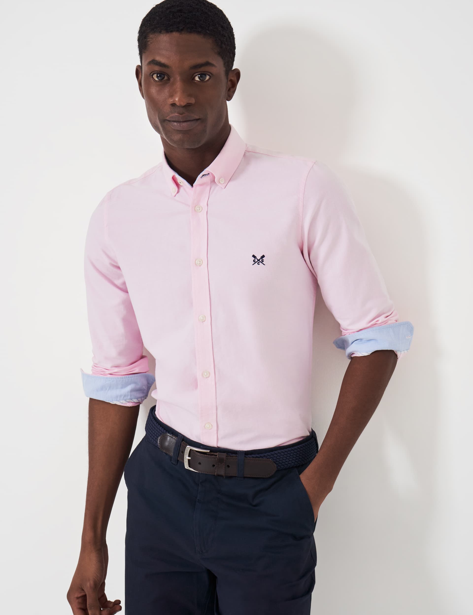 Crew Clothing Men's Slim Fit Pure Cotton Oxford Shirt - Light Pink, Light Blue,Dark Navy,Light Pink