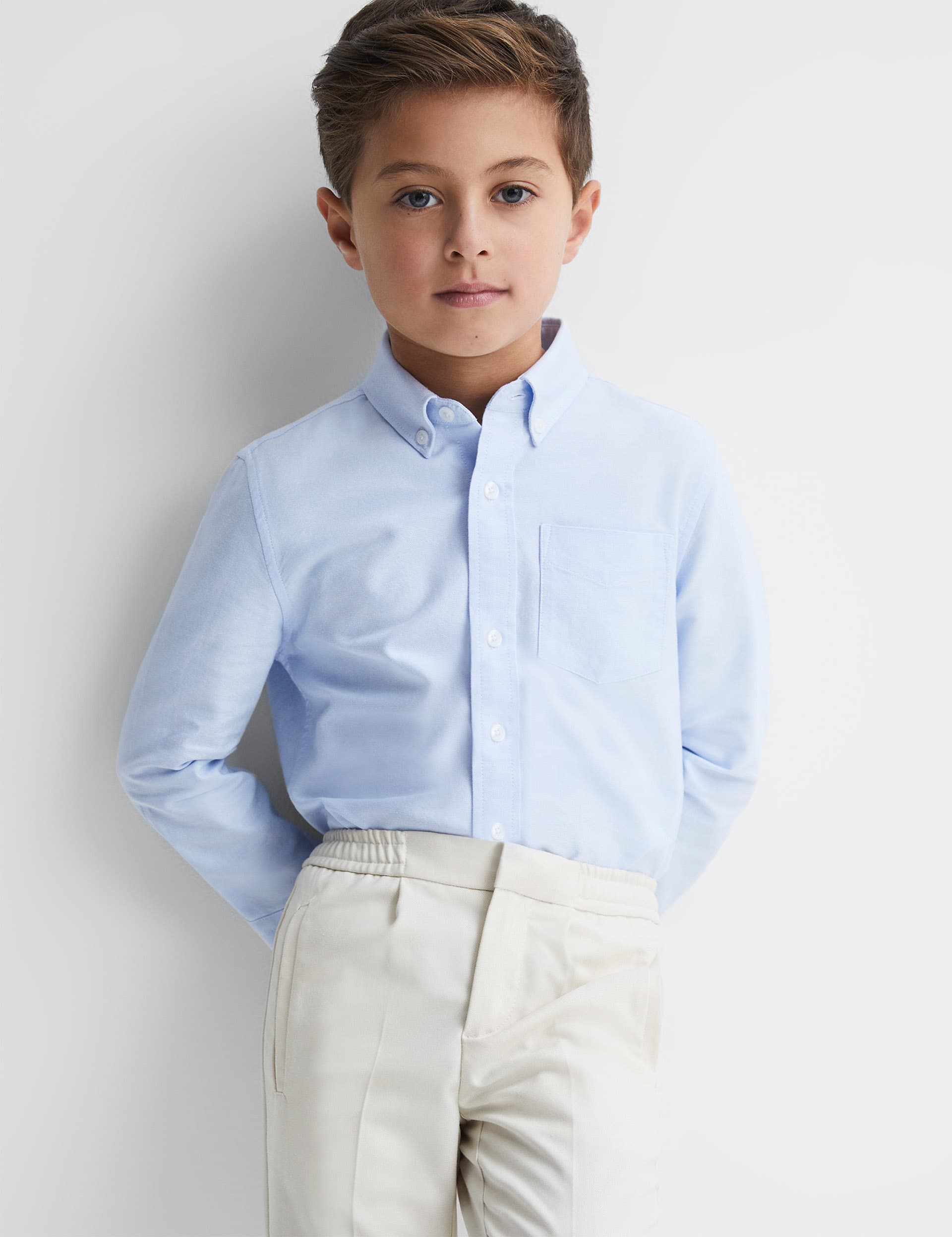 Reiss Boys Pure Cotton Shirt (3-14 Yrs) - 13-14 - Blue, Blue