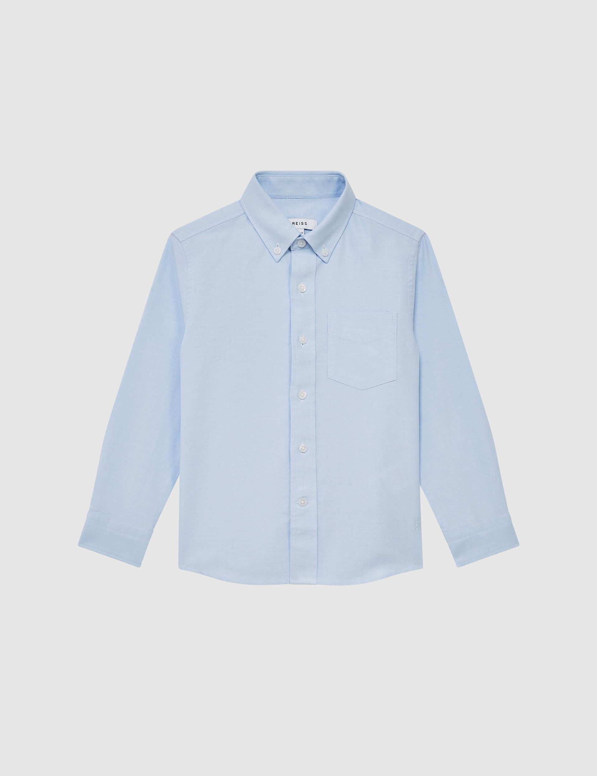 Reiss Boys Pure Cotton Shirt (3-14 Yrs) - 7-8 Y - Blue, Blue,White,Dark Blue