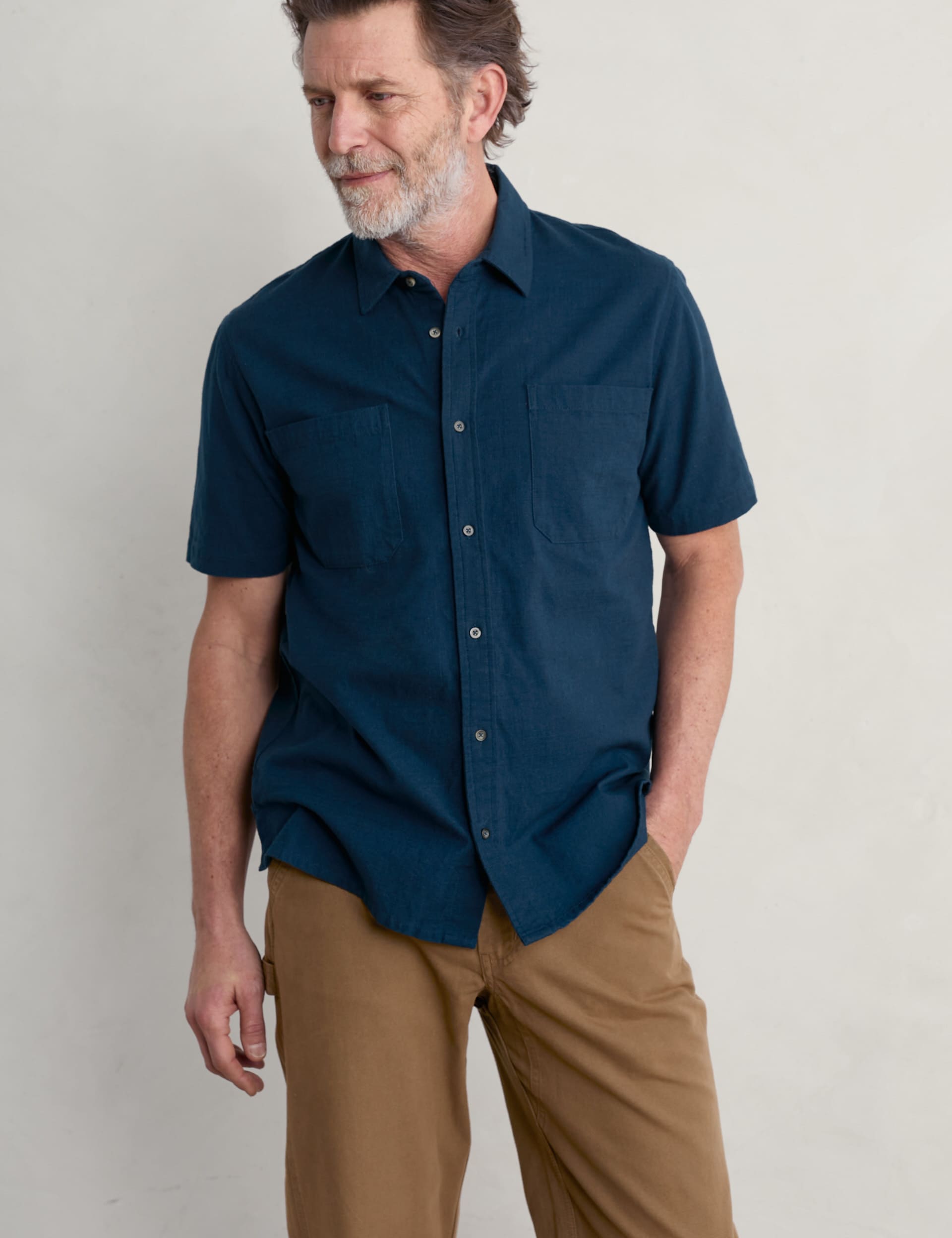 Seasalt Cornwall Men's Pure Cotton Shirt - Navy, Navy