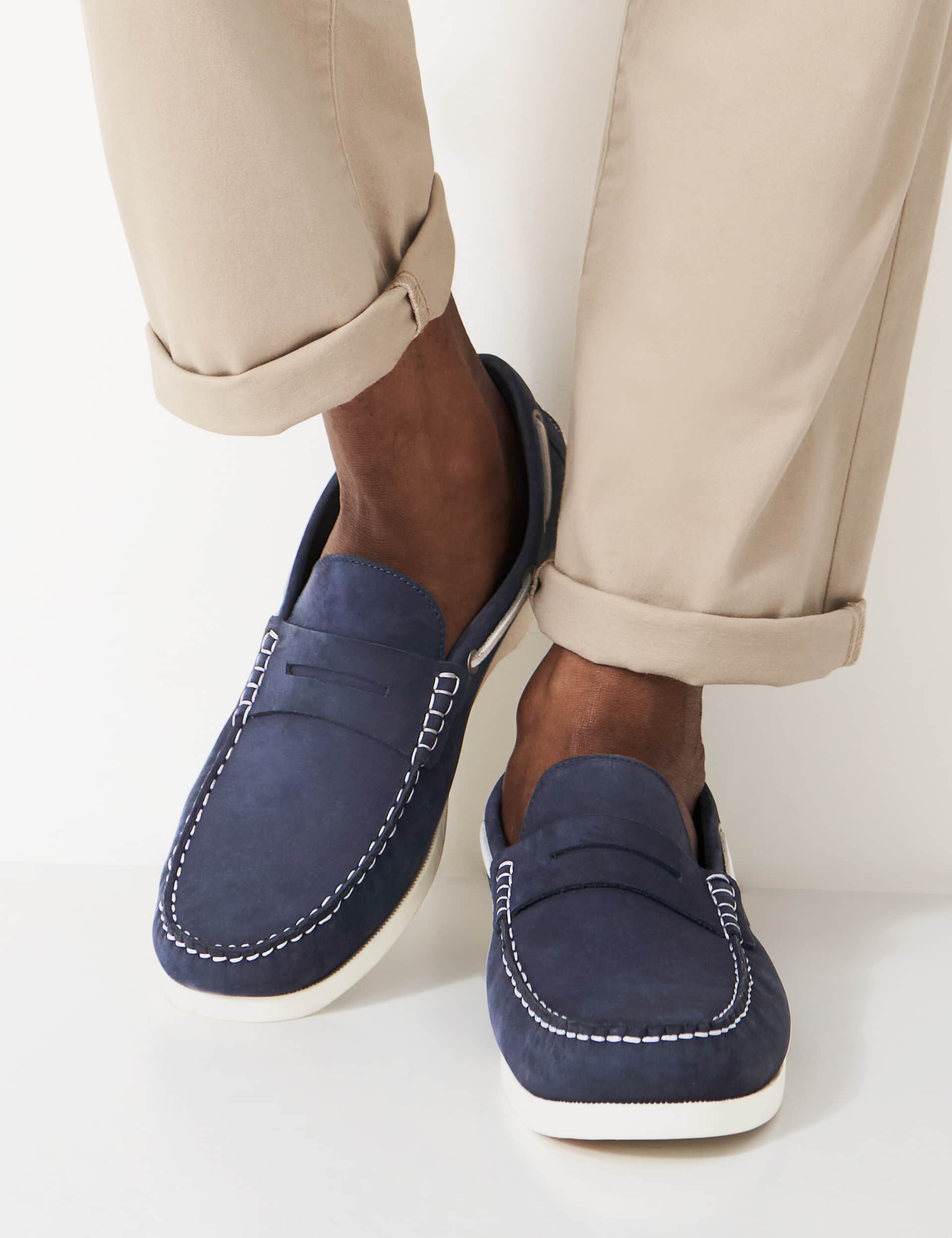 Crew Clothing Men's Leather Slip-On Boat Shoes