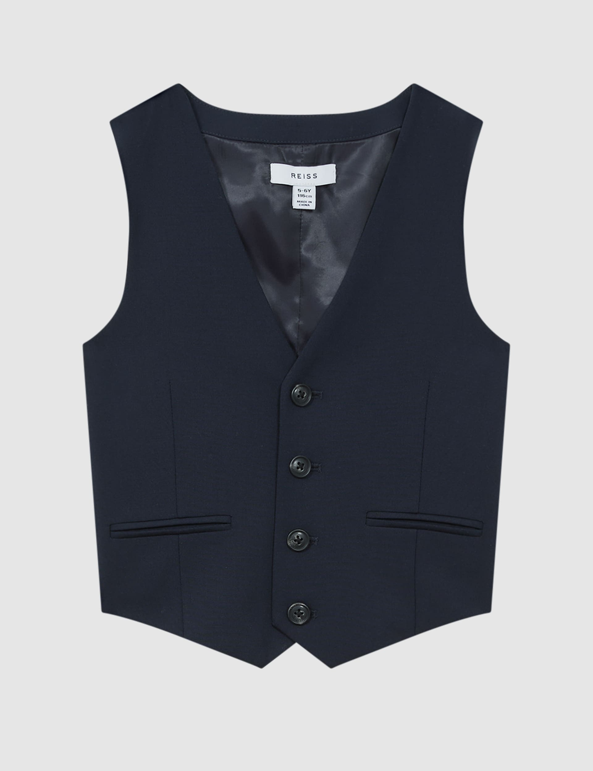 Reiss Boys Wool Blend Suit Waistcoat (3-14 Yrs) - 6-7 Y - Dark Blue, Dark Blue