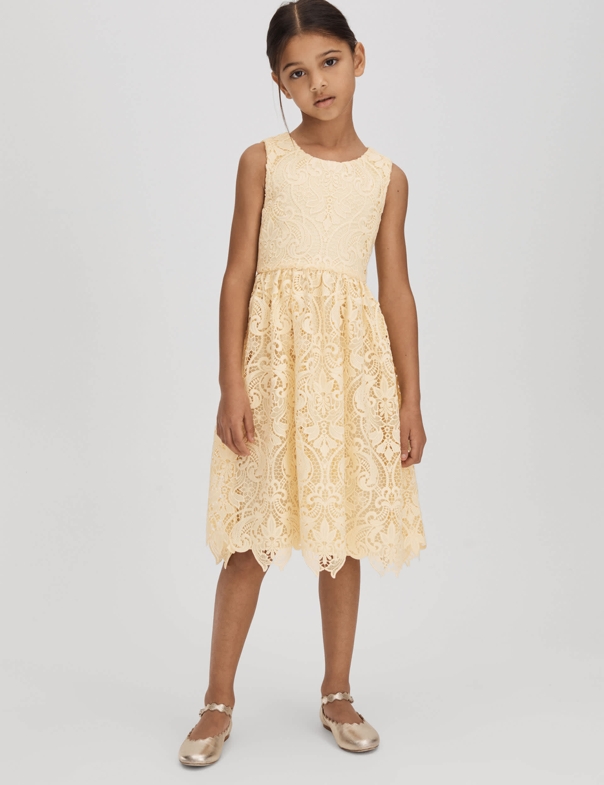 Reiss Girls Lace Dress (4-14 Yrs) - 7-8 Y - Yellow, Yellow