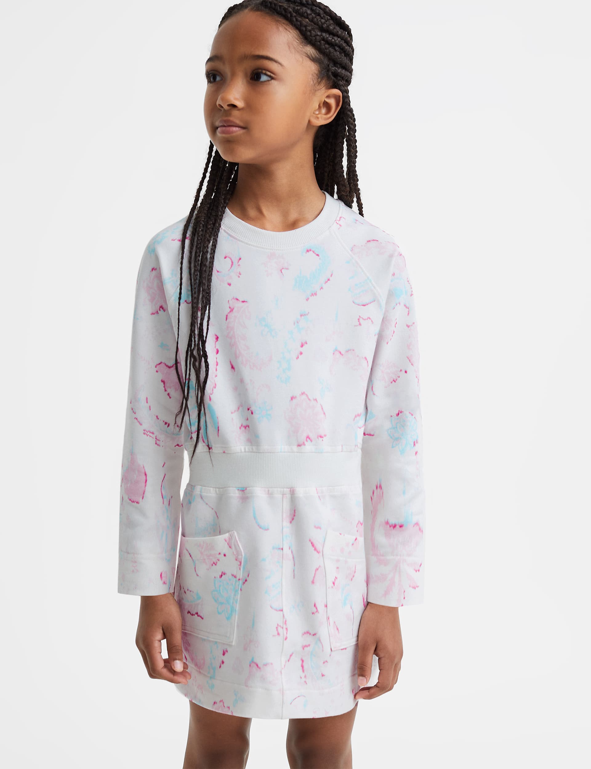 Reiss Girls Cotton Rich Printed Dress (5-14 Yrs) - 4-5 Y - White Mix, White Mix