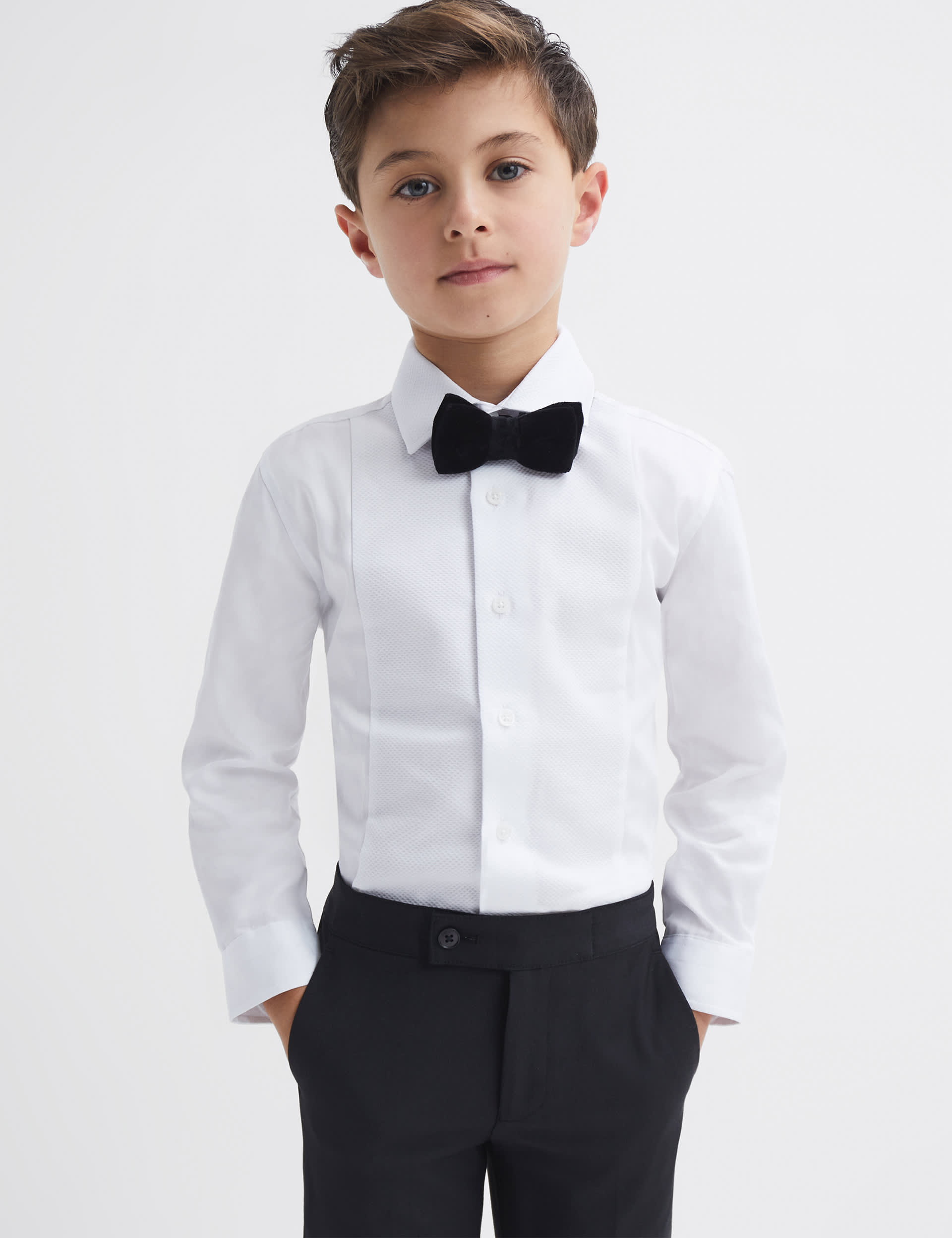 Reiss Boys Pure Cotton Slim Fit Tuxedo Shirt (3-14 Yrs) - 4-5 Y - White, White