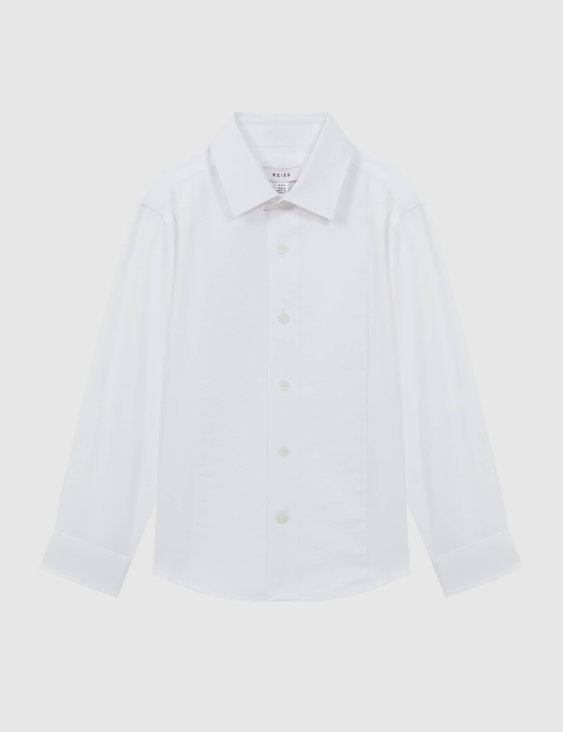 Reiss Boys Pure Cotton Slim Fit Tuxedo Shirt (3-14 Yrs) - 4-5 Y - White, White