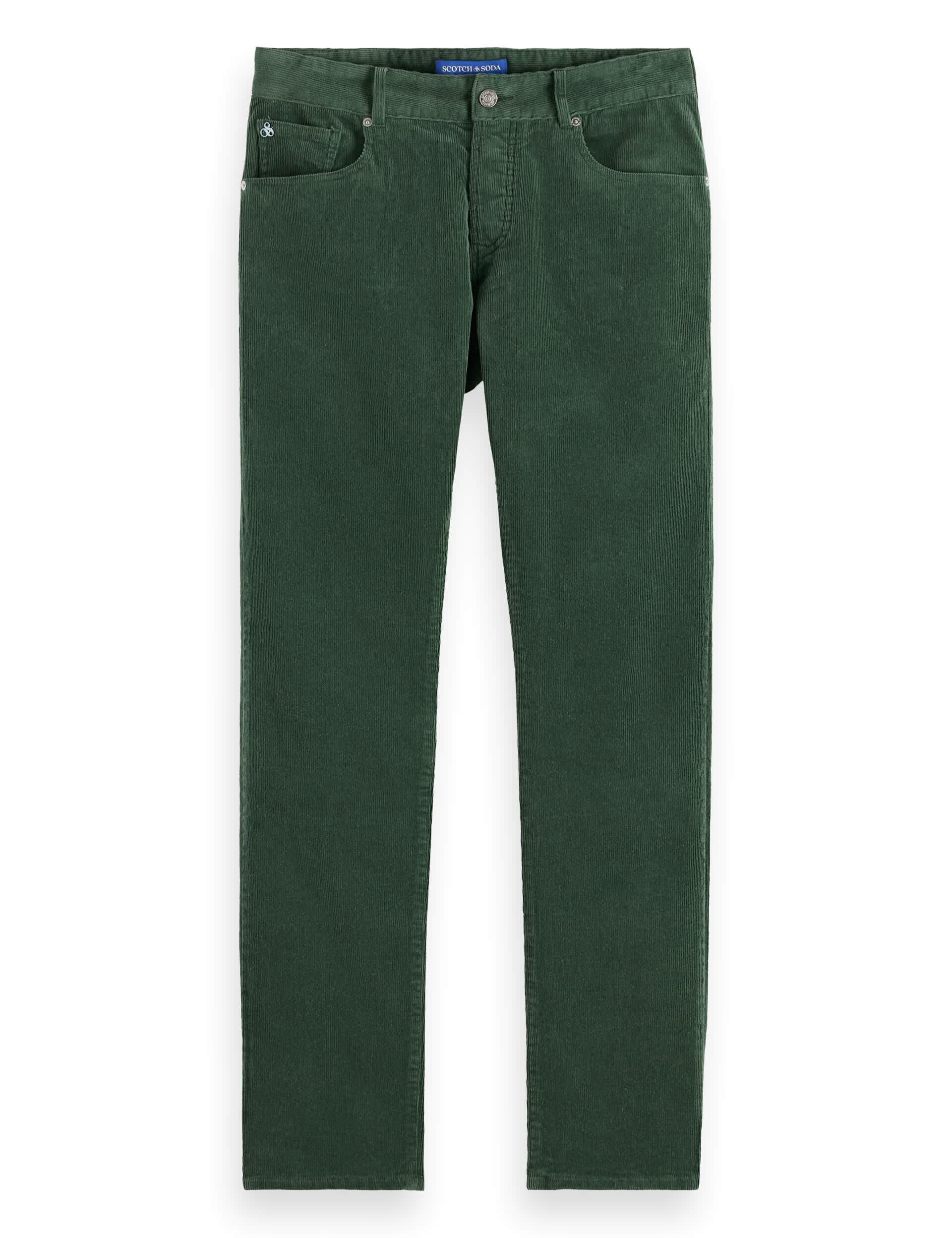 Scotch & Soda Men's Regular Fit Corduroy 5 Pocket Chinos - 36/30 - Dark Green, Dark Green,Beige