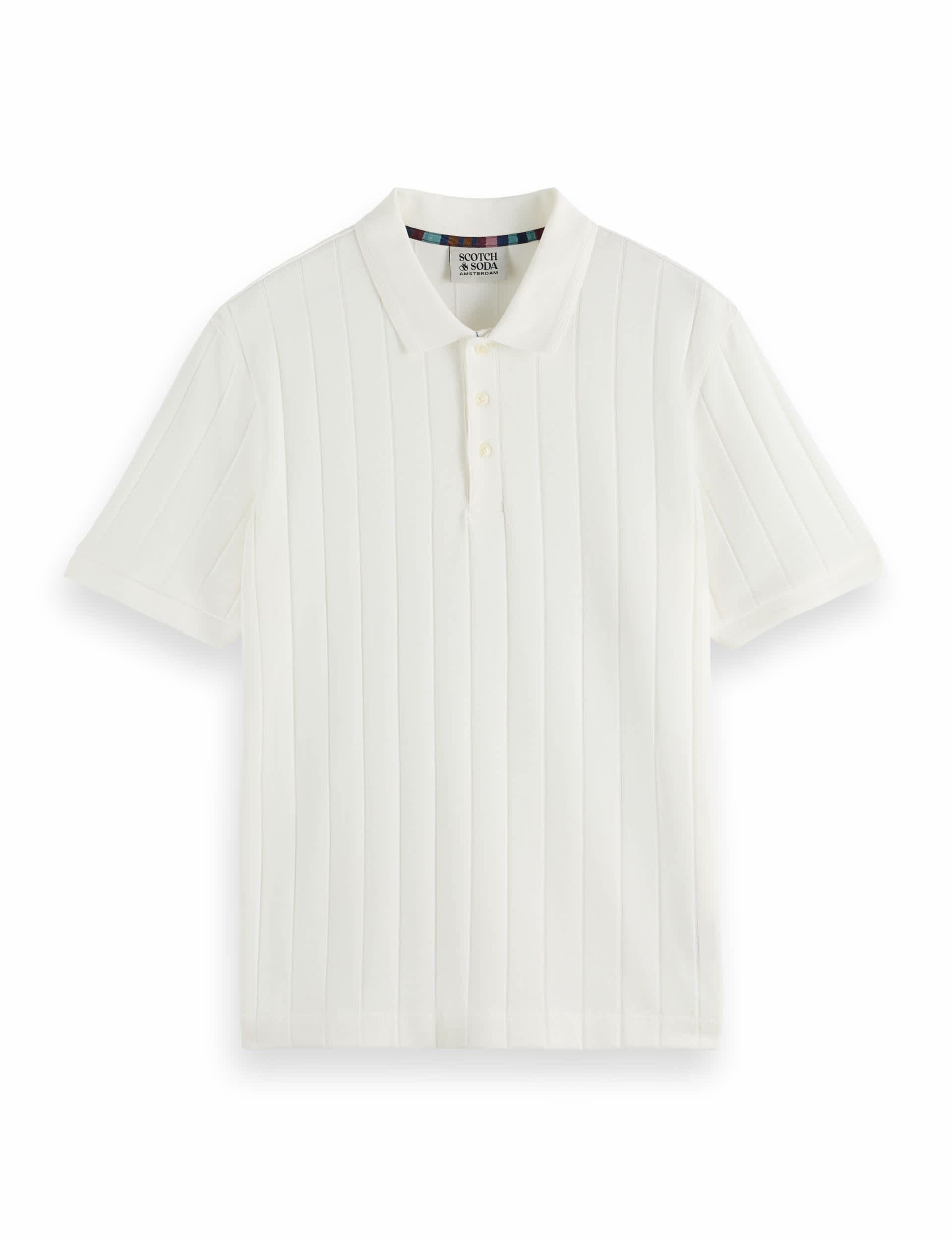 Scotch & Soda Men's Cotton Rich Polo Shirt - White, White,Burgundy