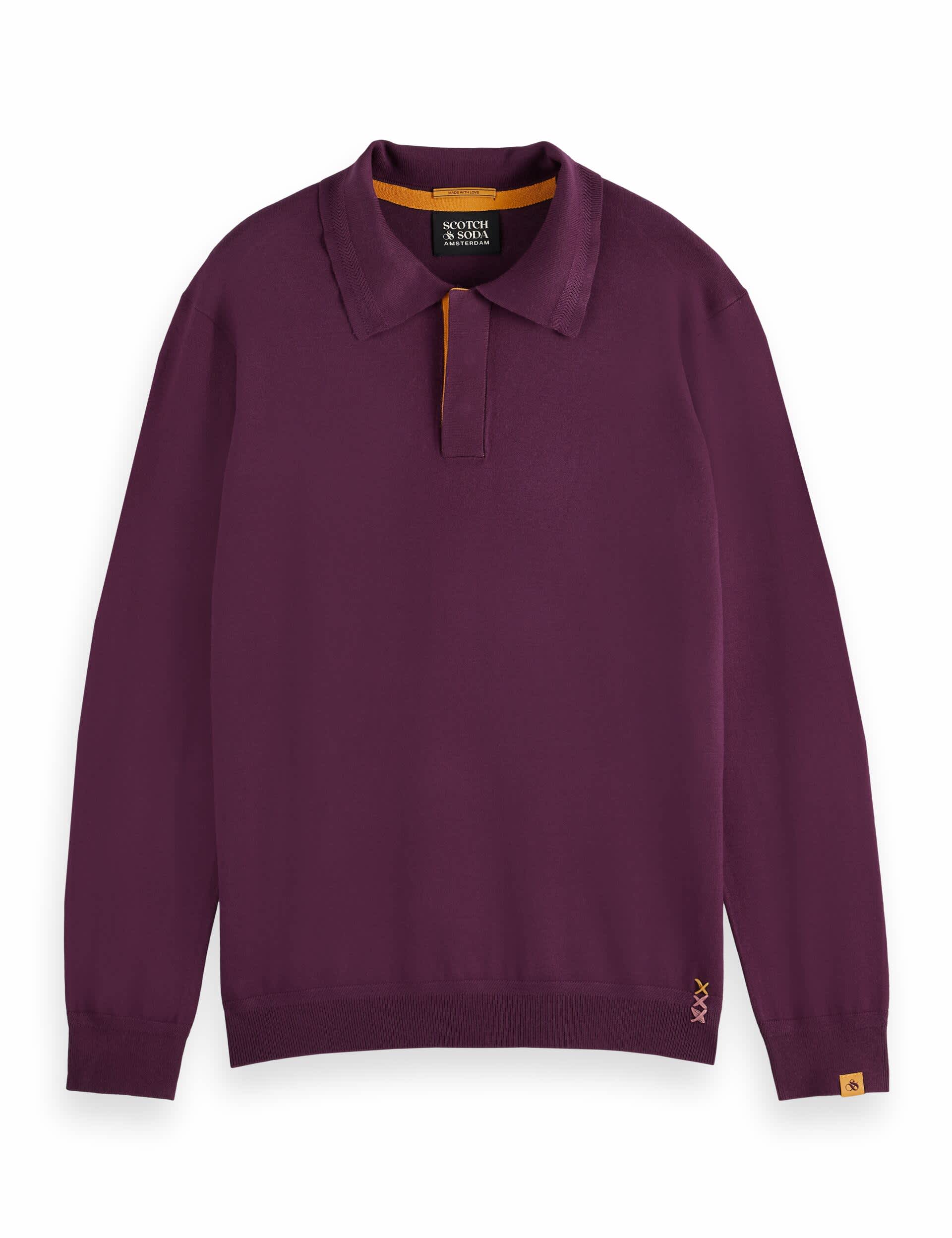 Scotch & Soda Men's Long Sleeve Polo Shirt - Plum, Plum