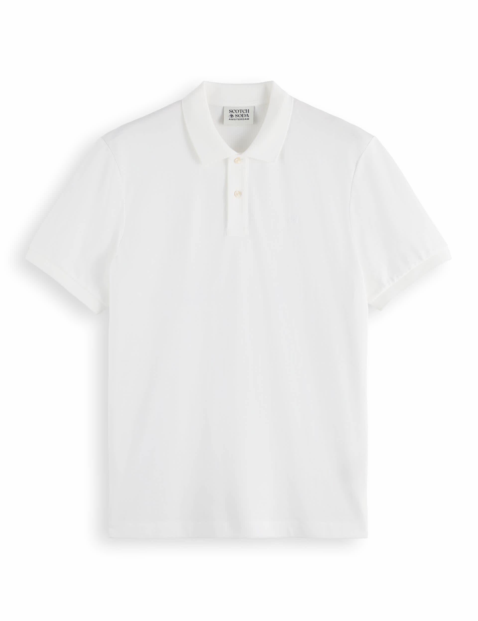 Scotch & Soda Men's Pure Cotton Pique Polo Shirt - White, Navy,White,Black