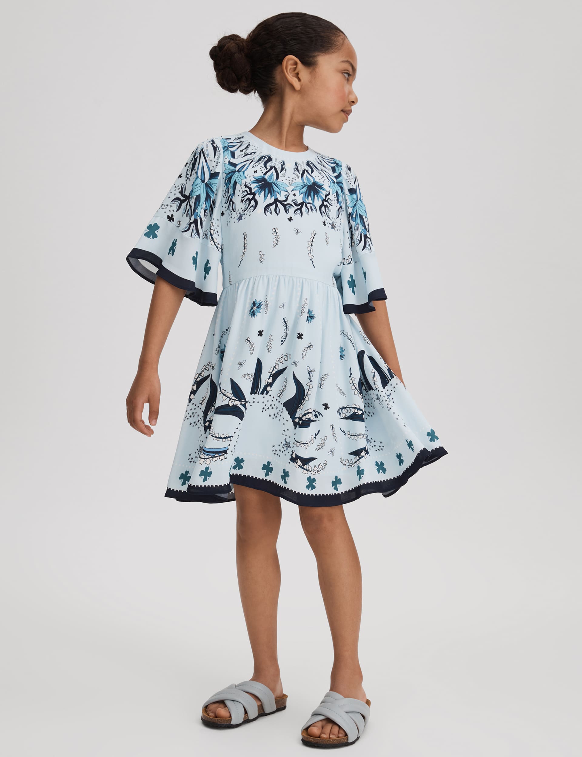 Reiss Girls Floral Dress (4-14 Yrs) - 7-8 Y - Blue, Blue