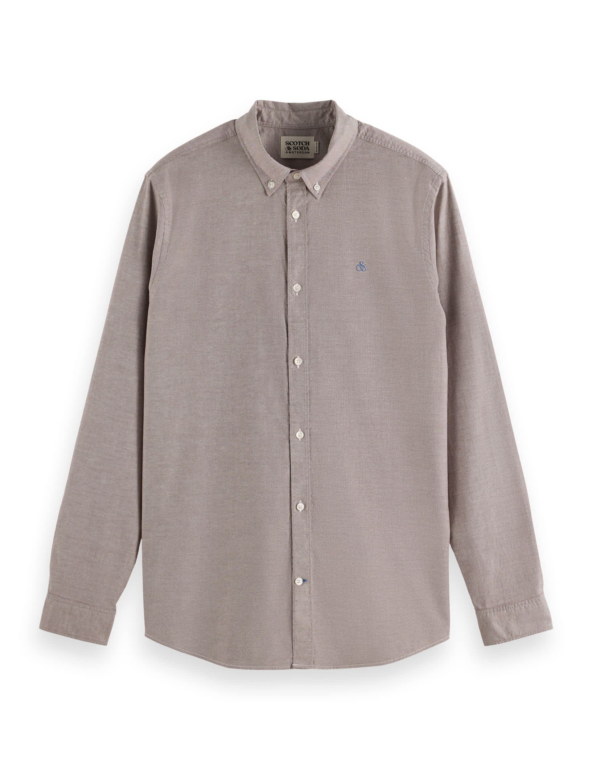 Scotch & Soda Men's Cotton Rich Oxford Shirt - M - Light Brown, Light Brown,Navy