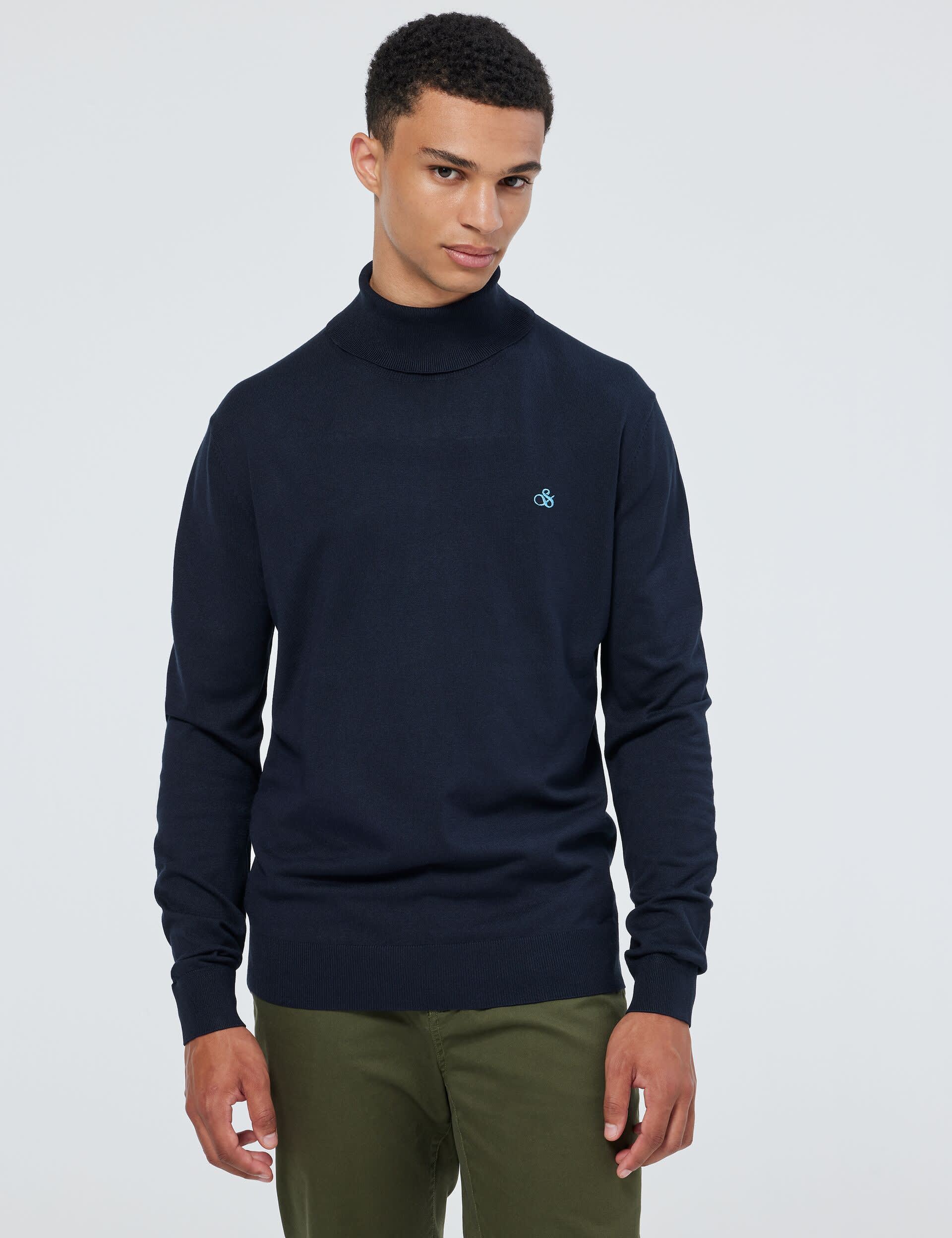 Scotch & Soda Men's Funnel Neck Sweatshirt - Navy, Beige,Navy,Dark Green