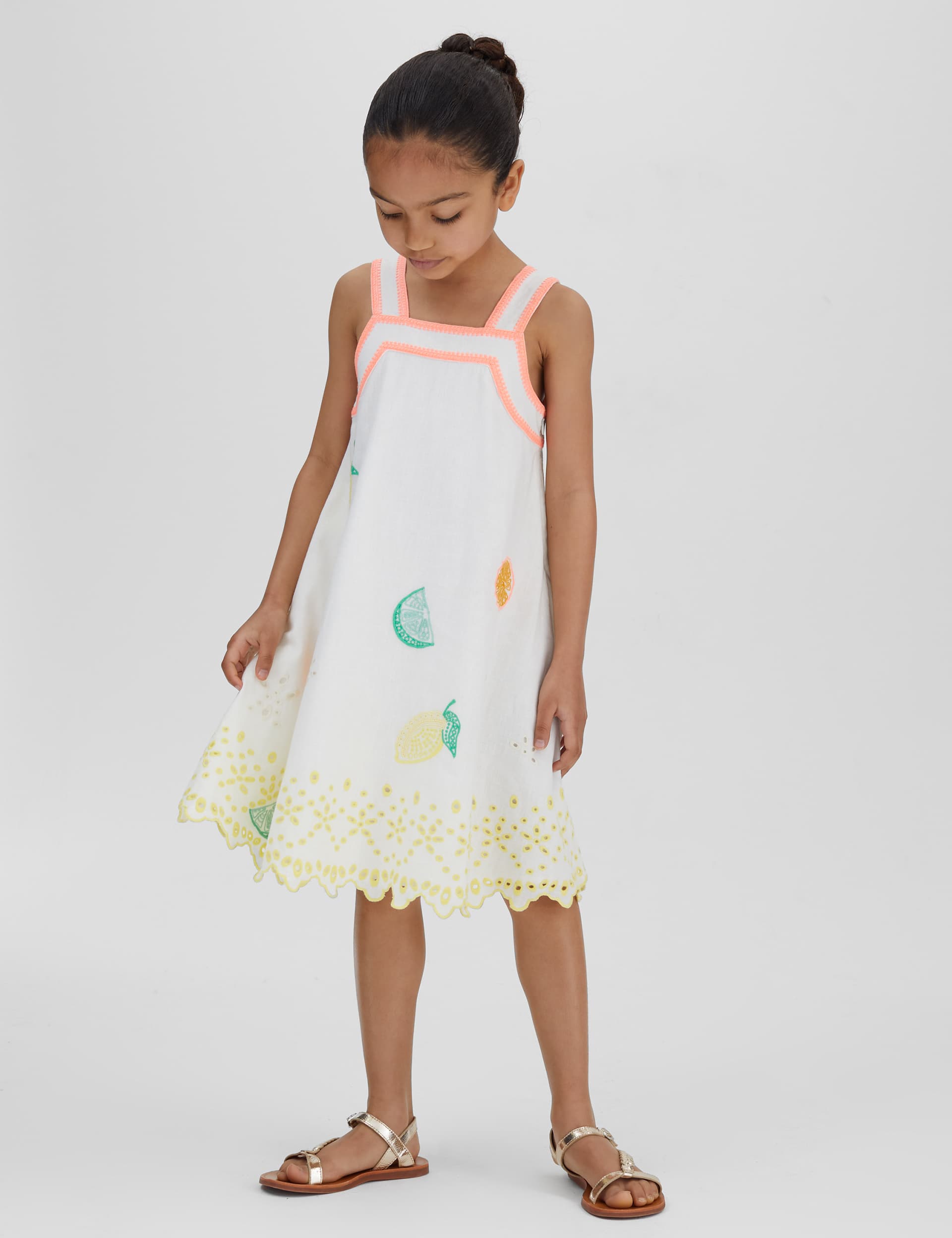 Reiss Girls Cotton Rich Embroidered Dress (4-14 Yrs) - 9-10Y - White, White