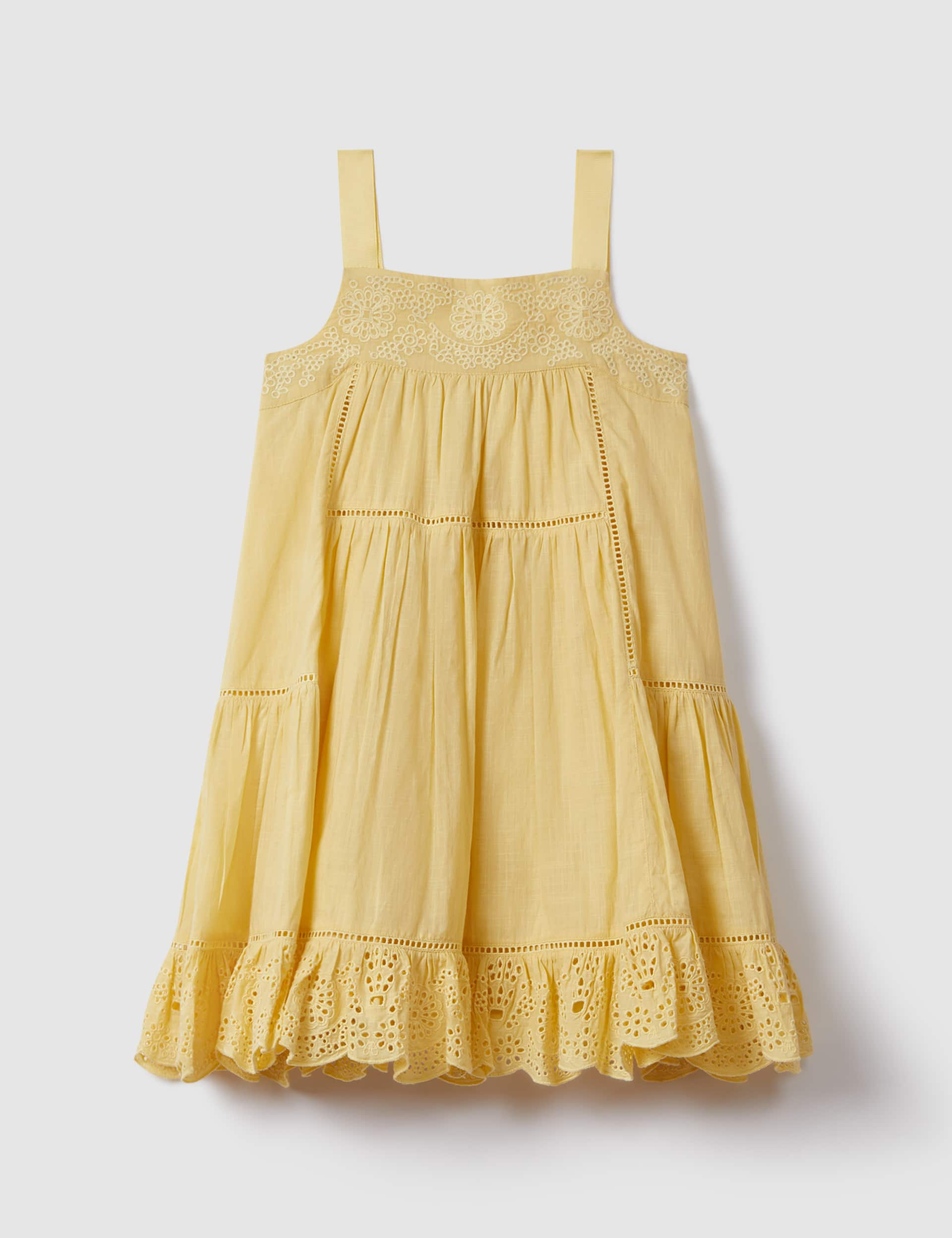 Reiss Girls Pure Cotton Dress (4-14 Yrs) - 7-8 Y - Yellow, Yellow