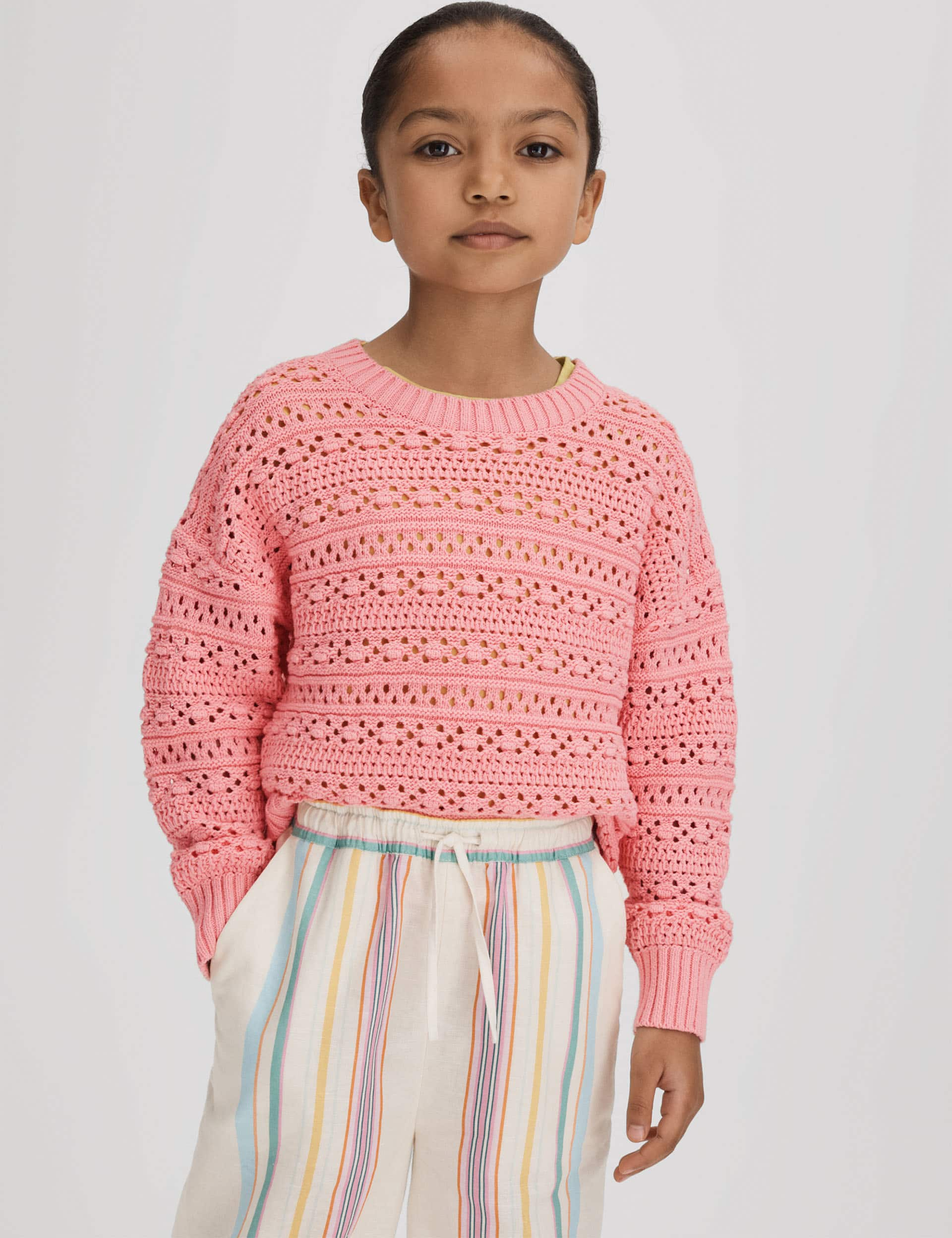 Reiss Girls Pure Cotton Knitted Jumper (5-14 Yrs) - 6-7 Y - Pink, Pink