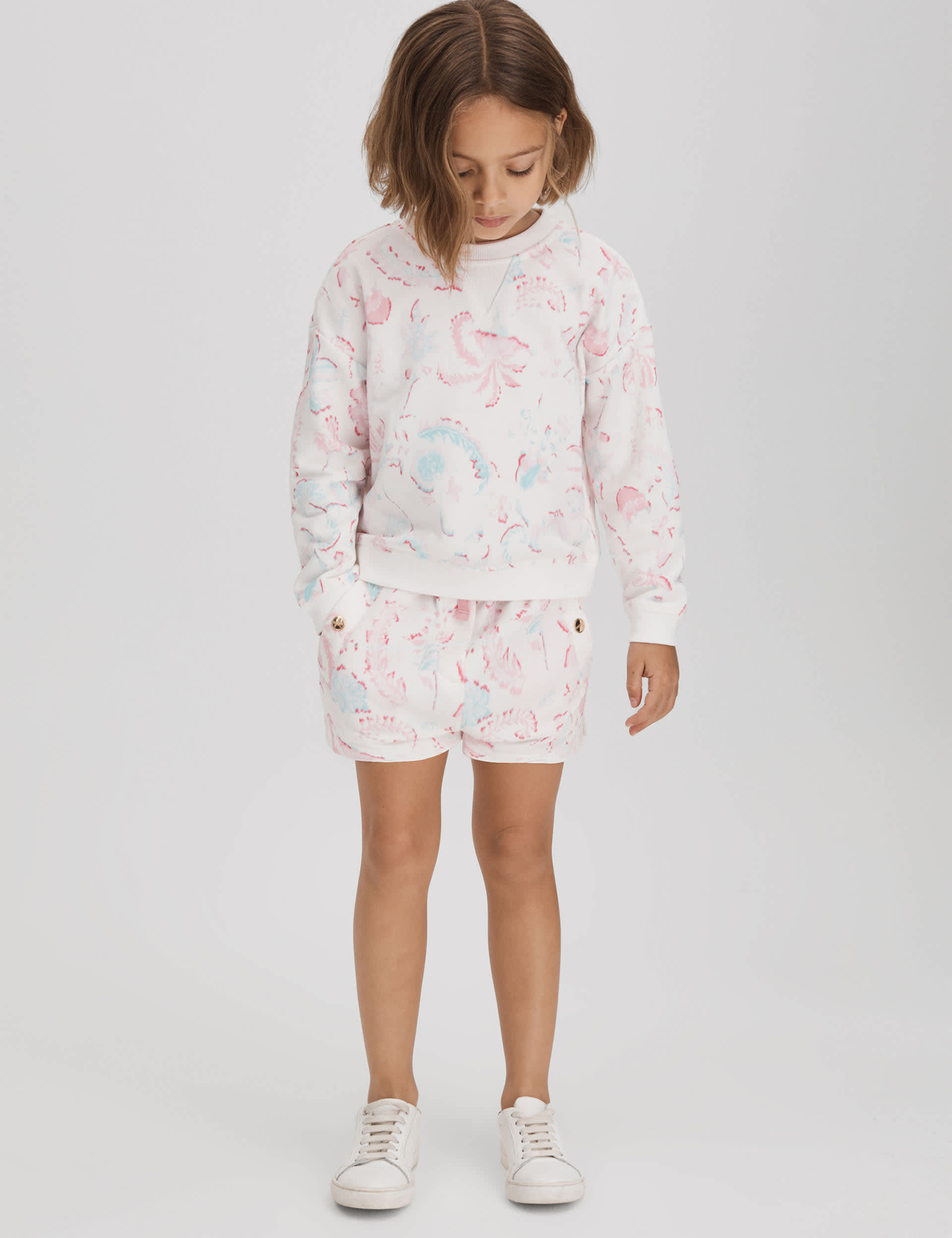 Reiss Girls 2pc Cotton Rich Floral Outfit (4-14 Yrs) - 8-9 Y - Pink, Pink