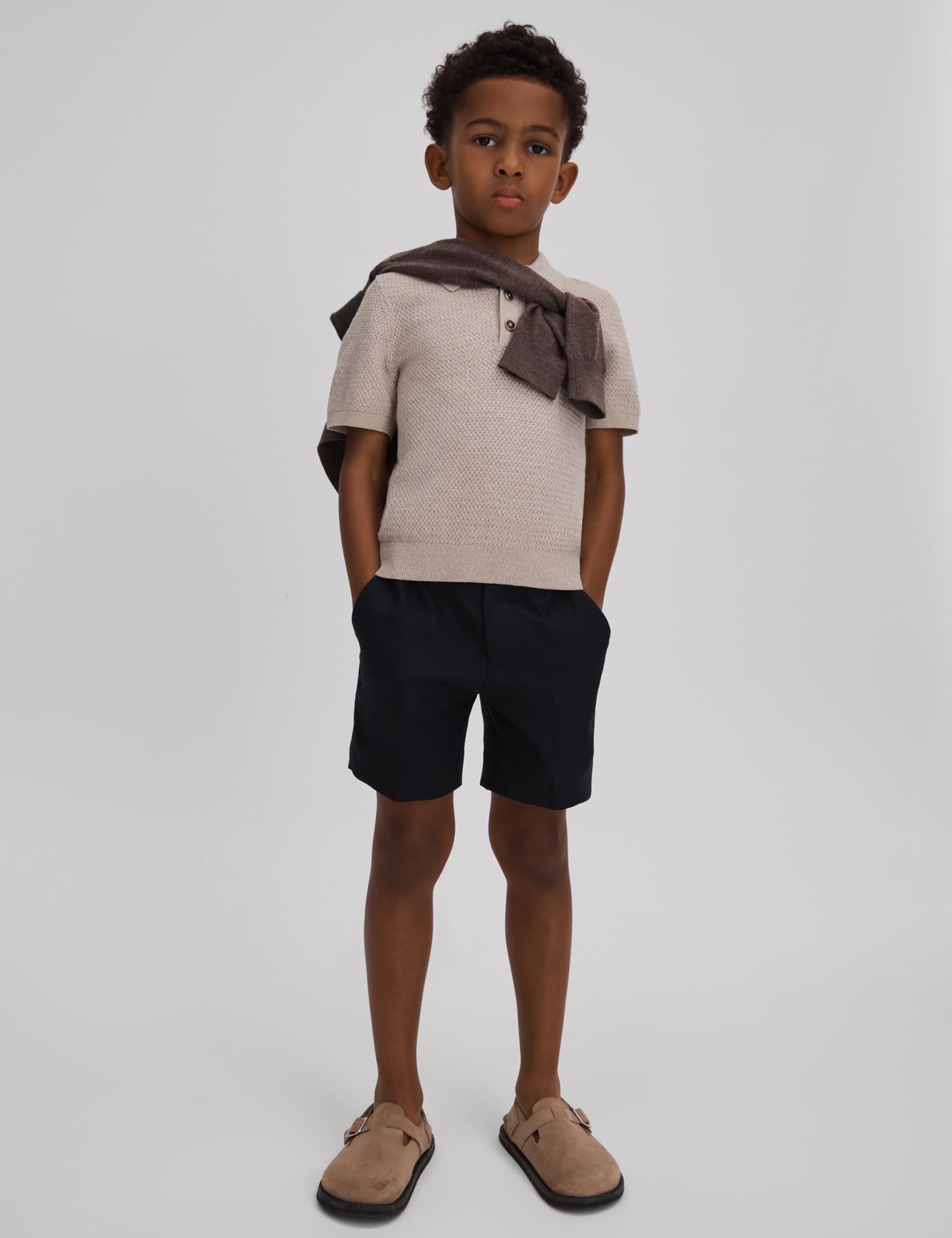 Reiss Boys Pure Cotton Textured Polo Shirt (3-14 Yrs) - 9-10Y - Natural, Natural