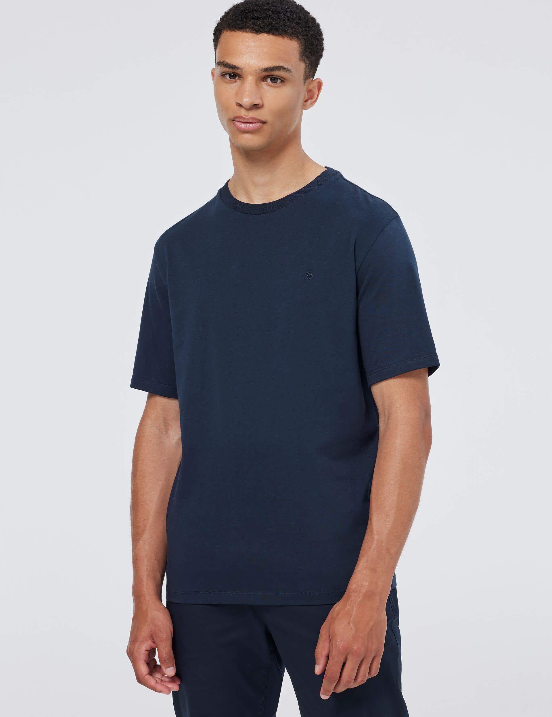 Scotch & Soda Men's Pure Cotton T-Shirt - L - Navy, Black,Navy