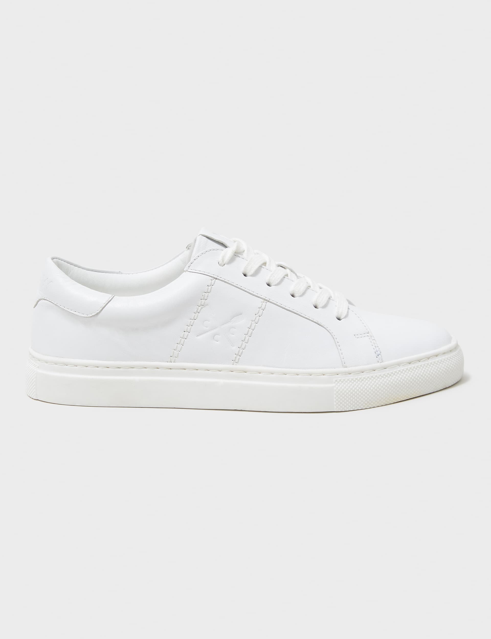 Crew Clothing Women's Leather Lace Up Trainers - 4 - White, White