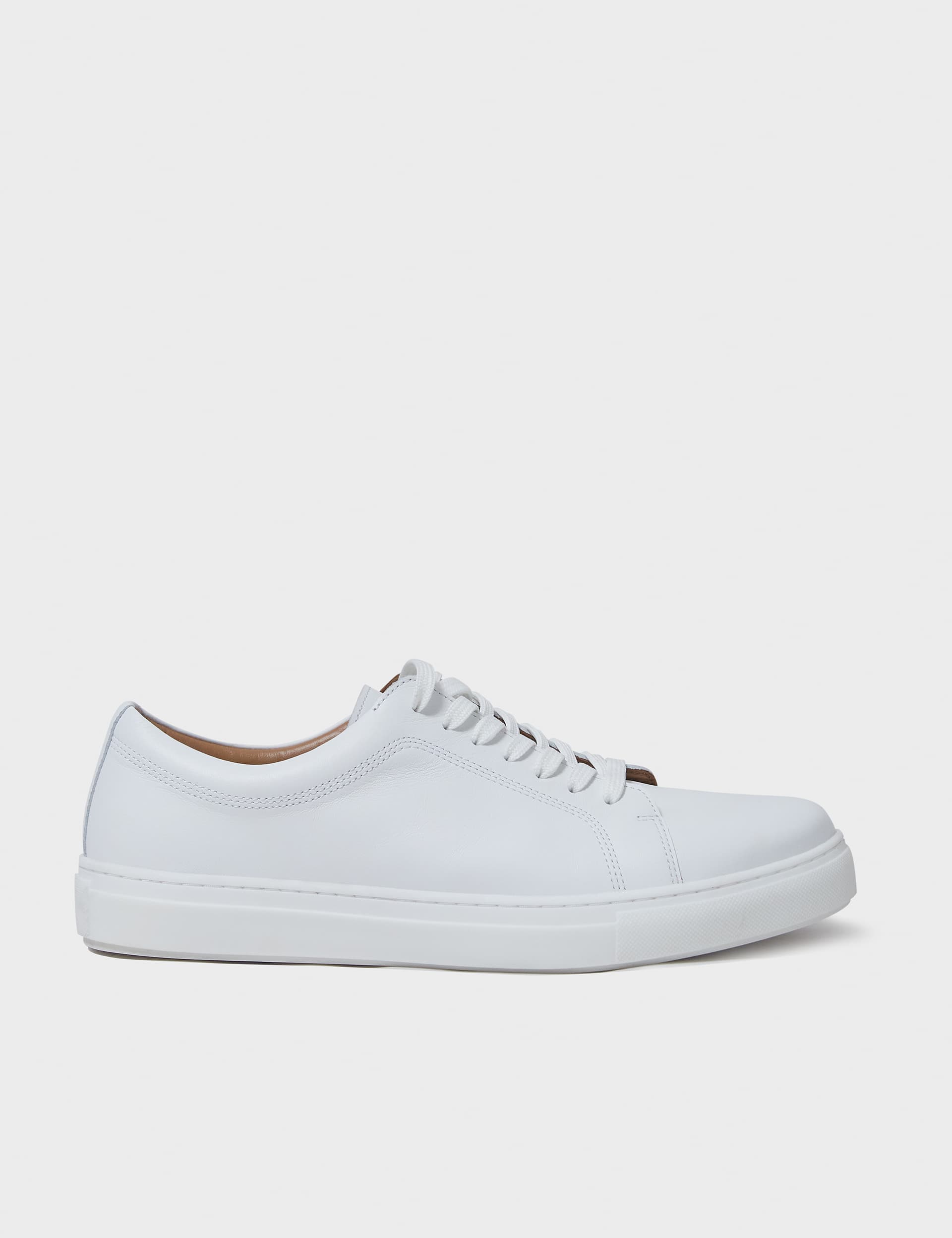 Crew Clothing Men's Leather Lace Up Trainers - 11.5 - White, White