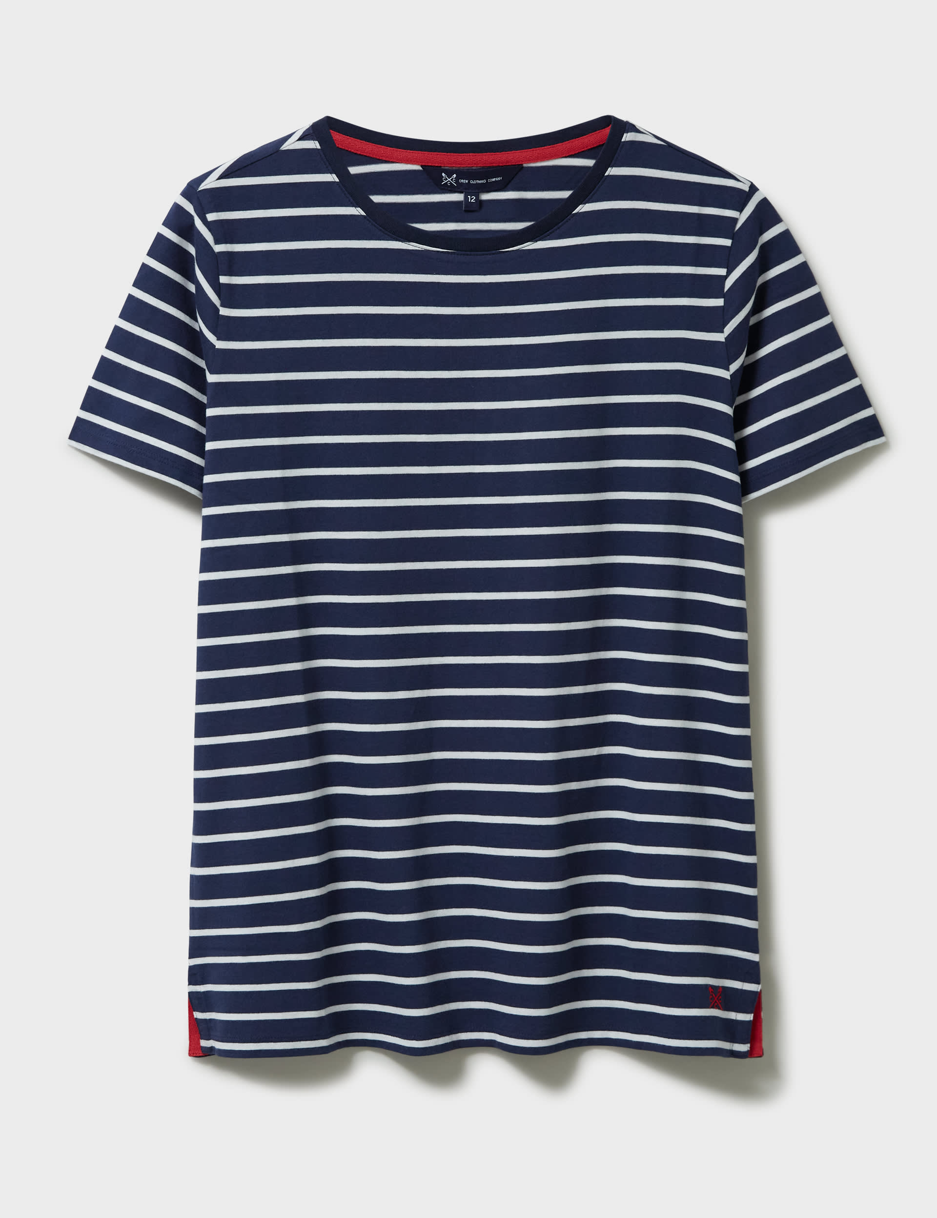 Crew Clothing Women's Pure Cotton Striped T-Shirt - 8 - Navy Mix, Navy Mix,White Mix