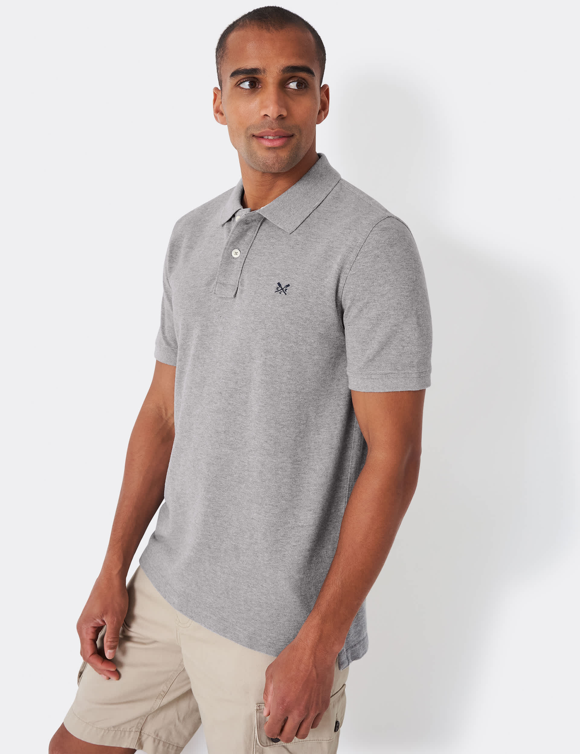 Crew Clothing Men's Pure Cotton Pique Polo Shirt - XL - Grey Marl, Grey,Grey Marl,Light Blue