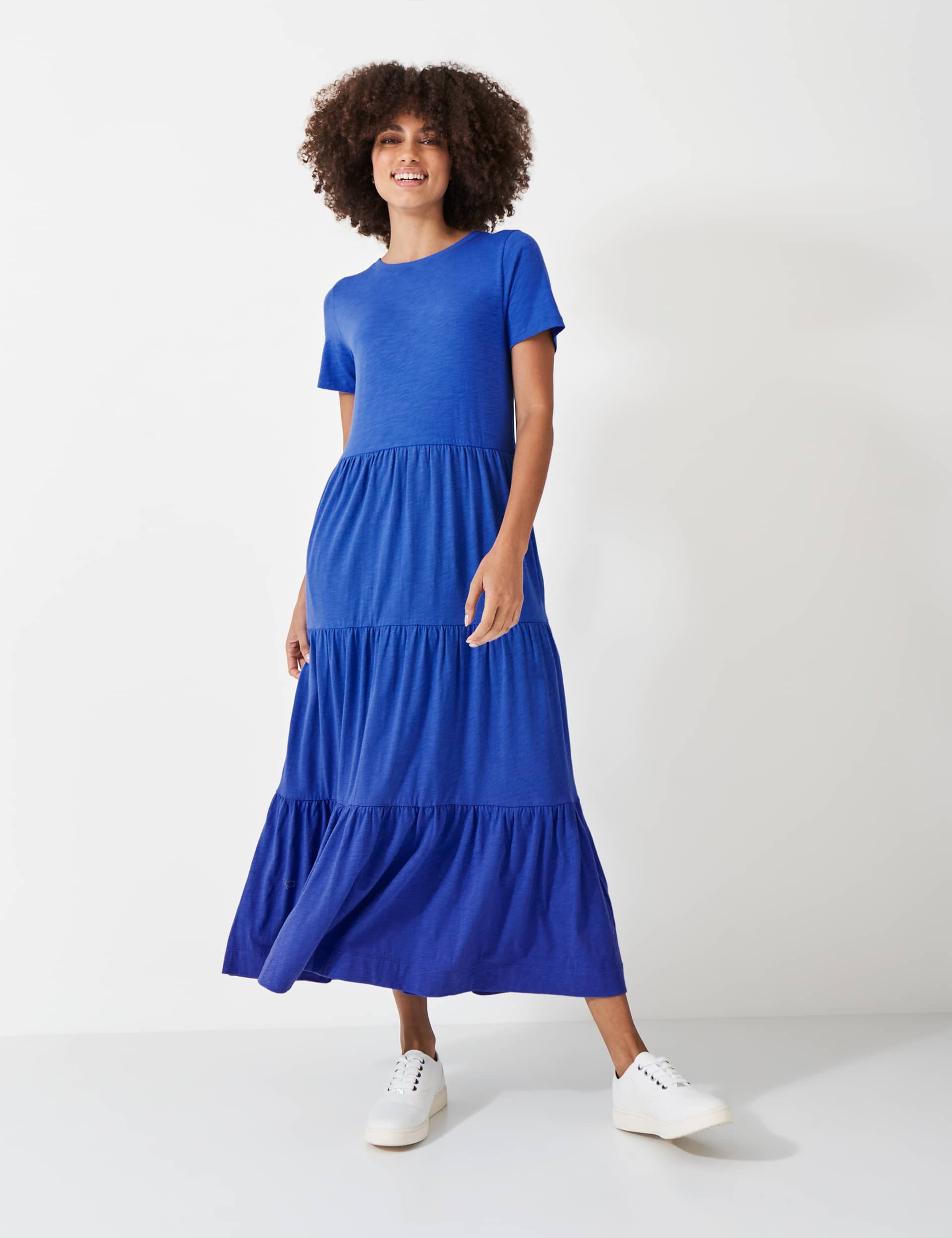 Crew Clothing Women's Pure Cotton Jersey Tiered Midaxi Dress