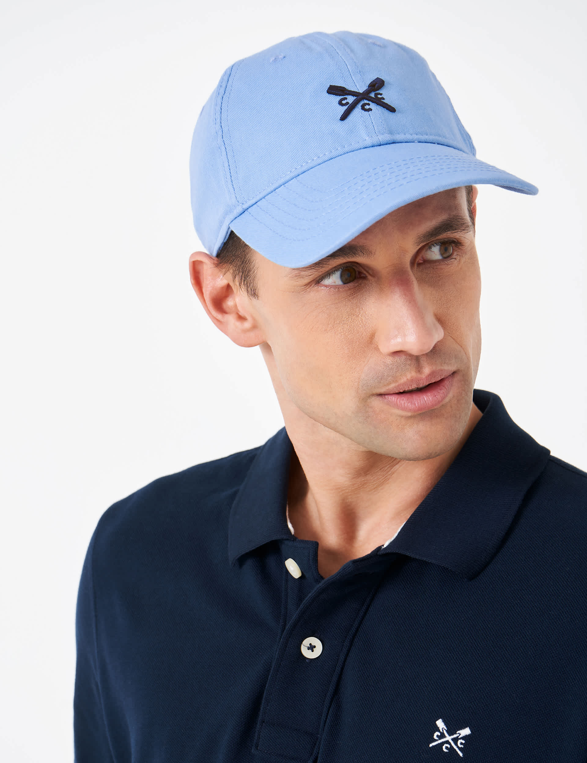 Crew Clothing Men's Pure Cotton Logo Embroidered Baseball Cap - Medium Blue, Medium Blue