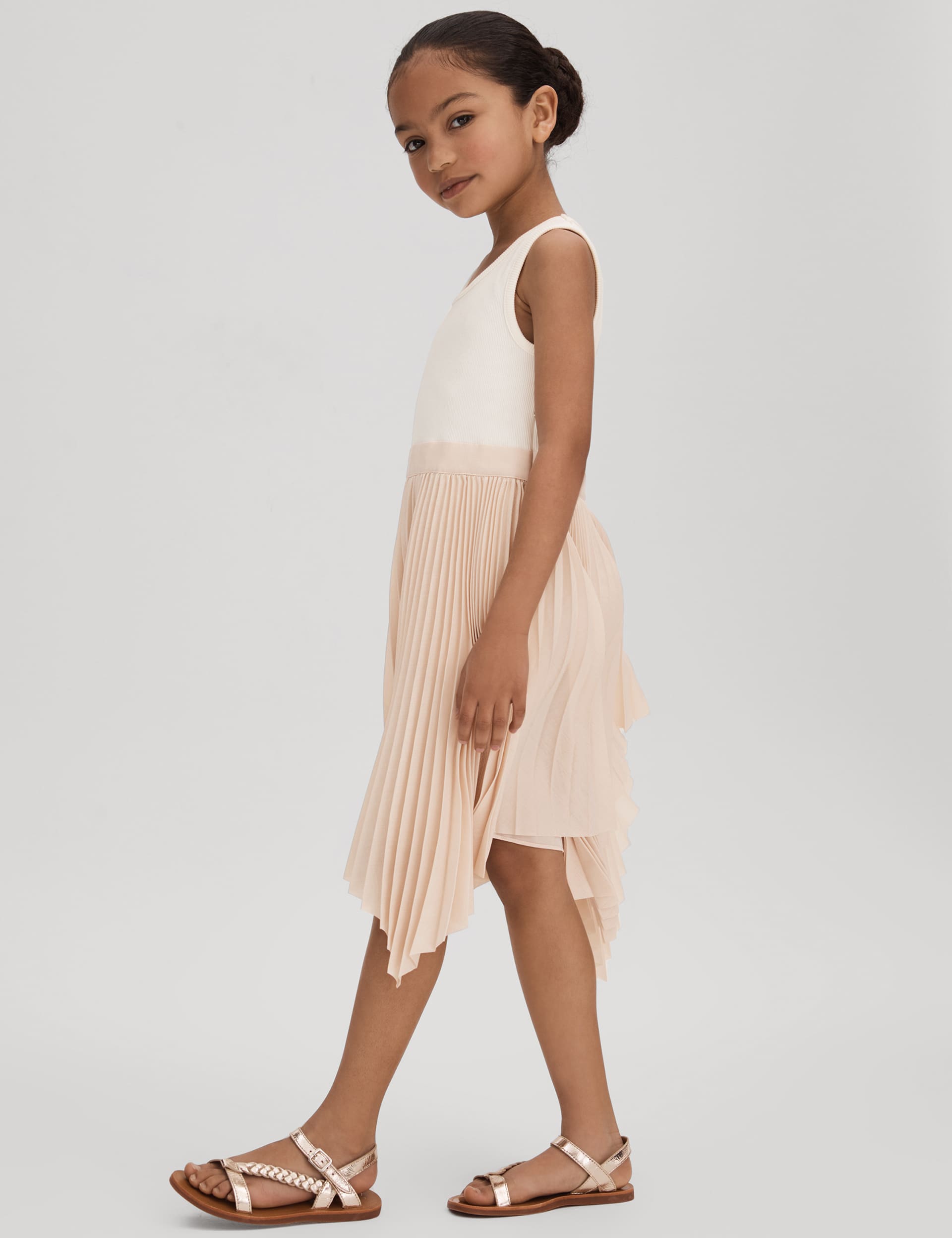 Reiss Girls Cotton Rich Pleated Dress (4-14 Yrs) - 7-8 Y - Cream, Cream