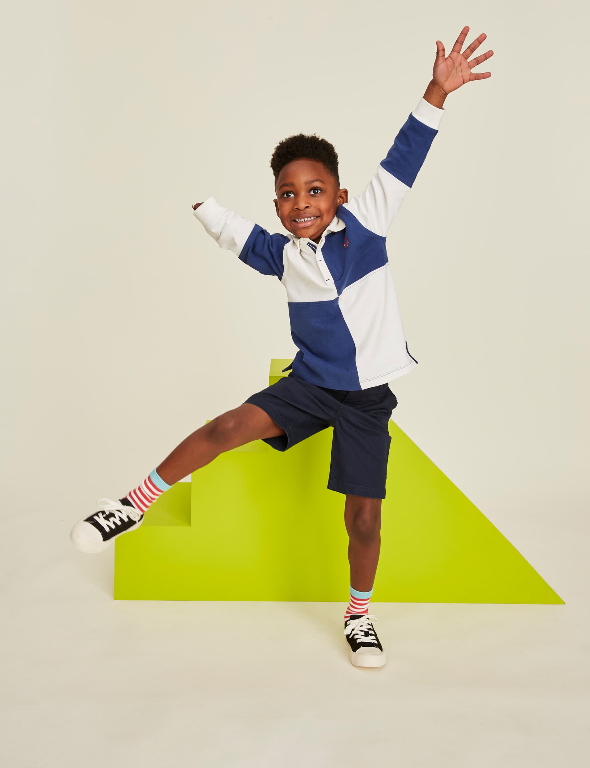 Crew Clothing Boys Pure Cotton Colour Block Rugby Top (3-12 Yrs) - 8-9 Y - Blue Mix, Blue Mix