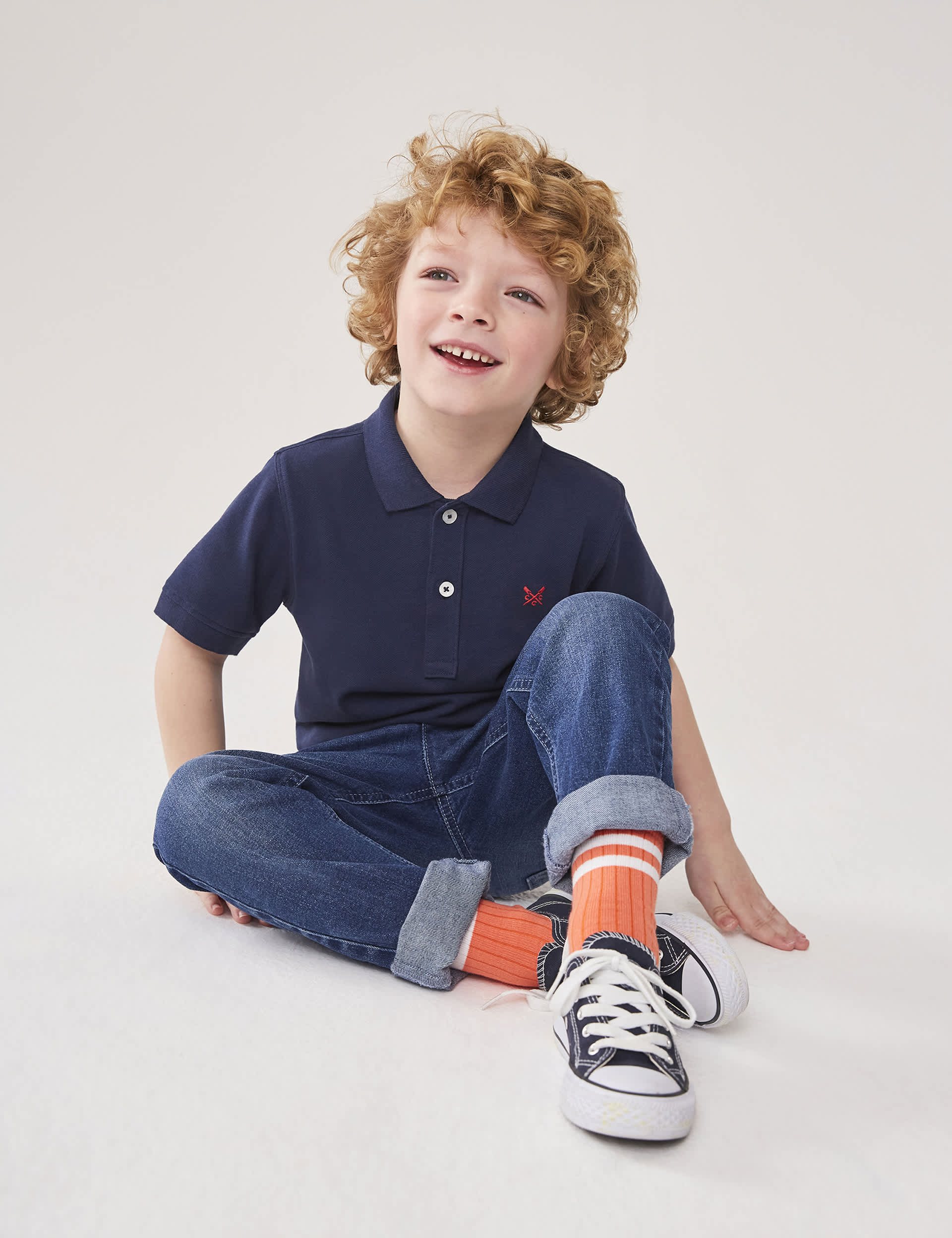 Crew Clothing Boys Pure Cotton Polo Shirt (3-12 Yrs) - 4-5 Y - Navy, Light Blue,Navy