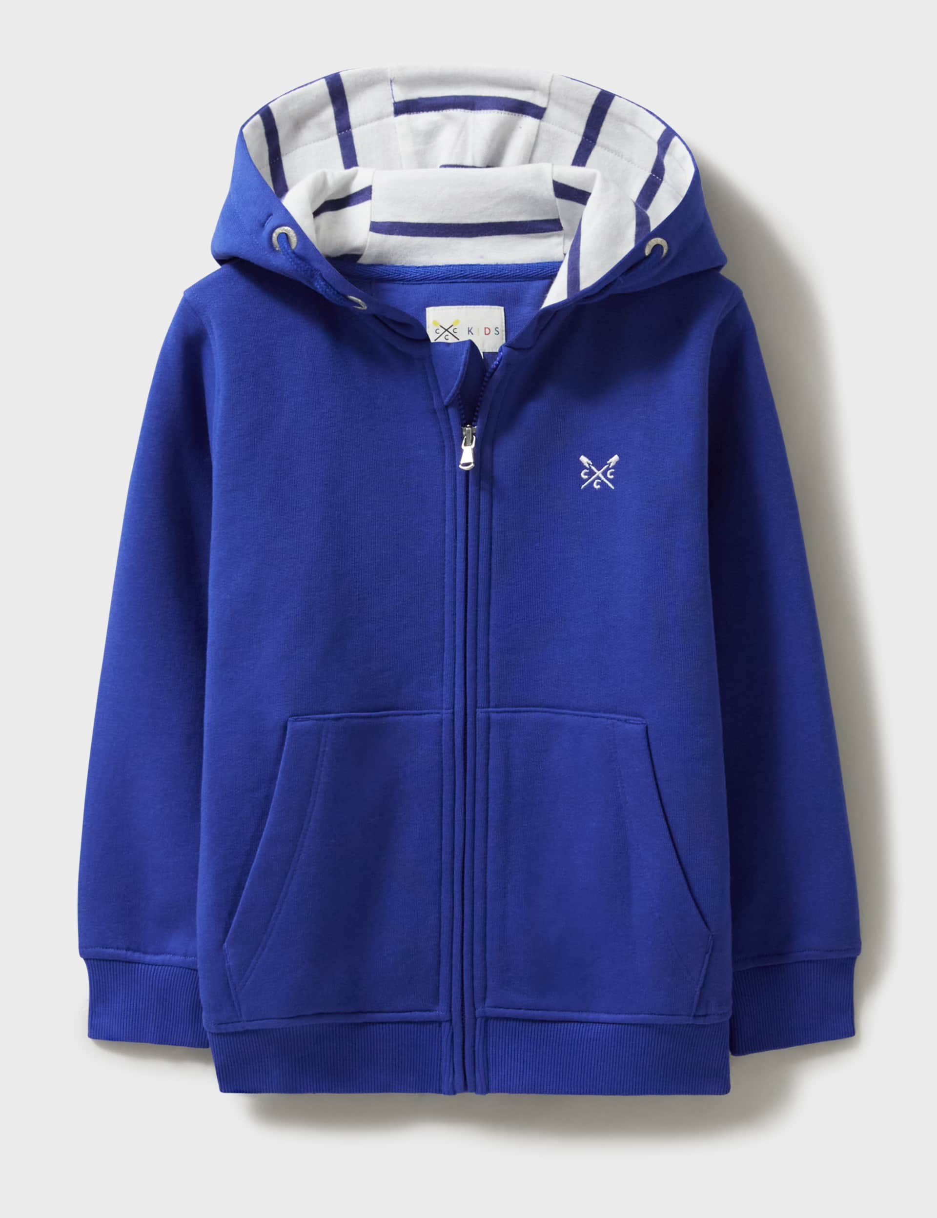 Crew Clothing Boys Cotton Rich Zip Plain Hoodie (3-12 Yrs) - 7-8 Y - Bright Blue, Bright Blue