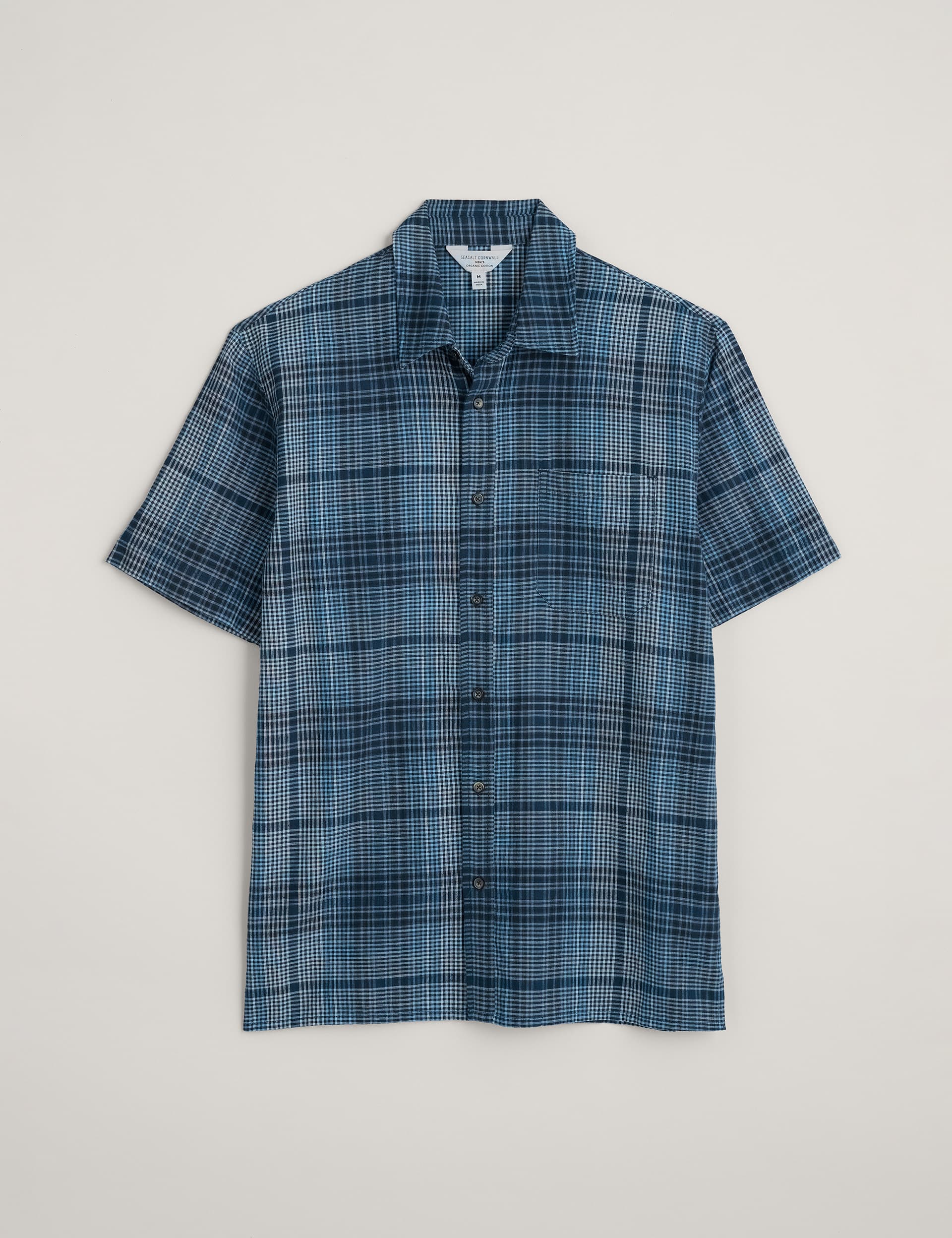 Seasalt Cornwall Men's Cotton Checked Shirt - Blue Mix, Blue Mix