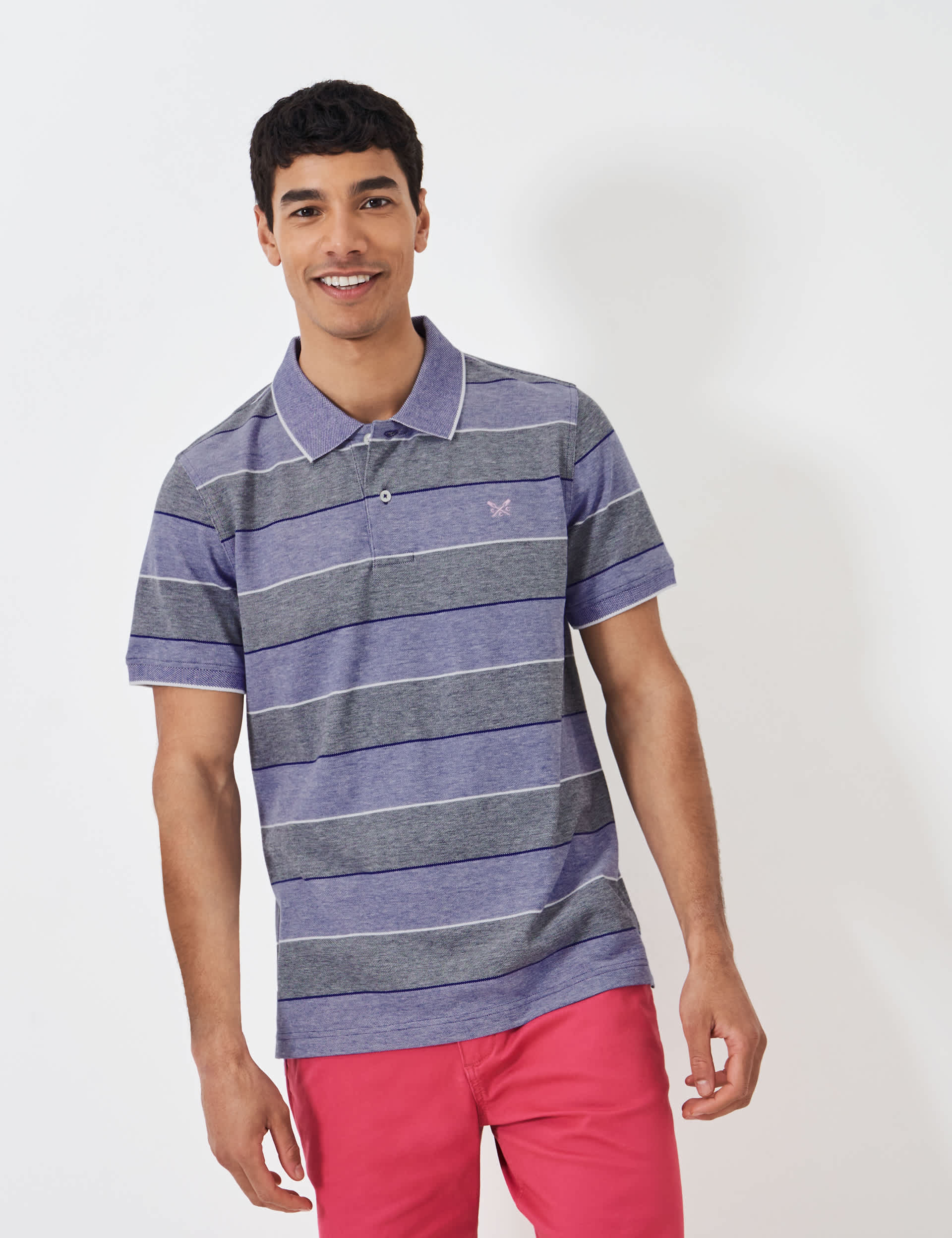 Crew Clothing Men's Pure Cotton Pique Striped Polo Shirt - XL - Navy Mix, Navy Mix