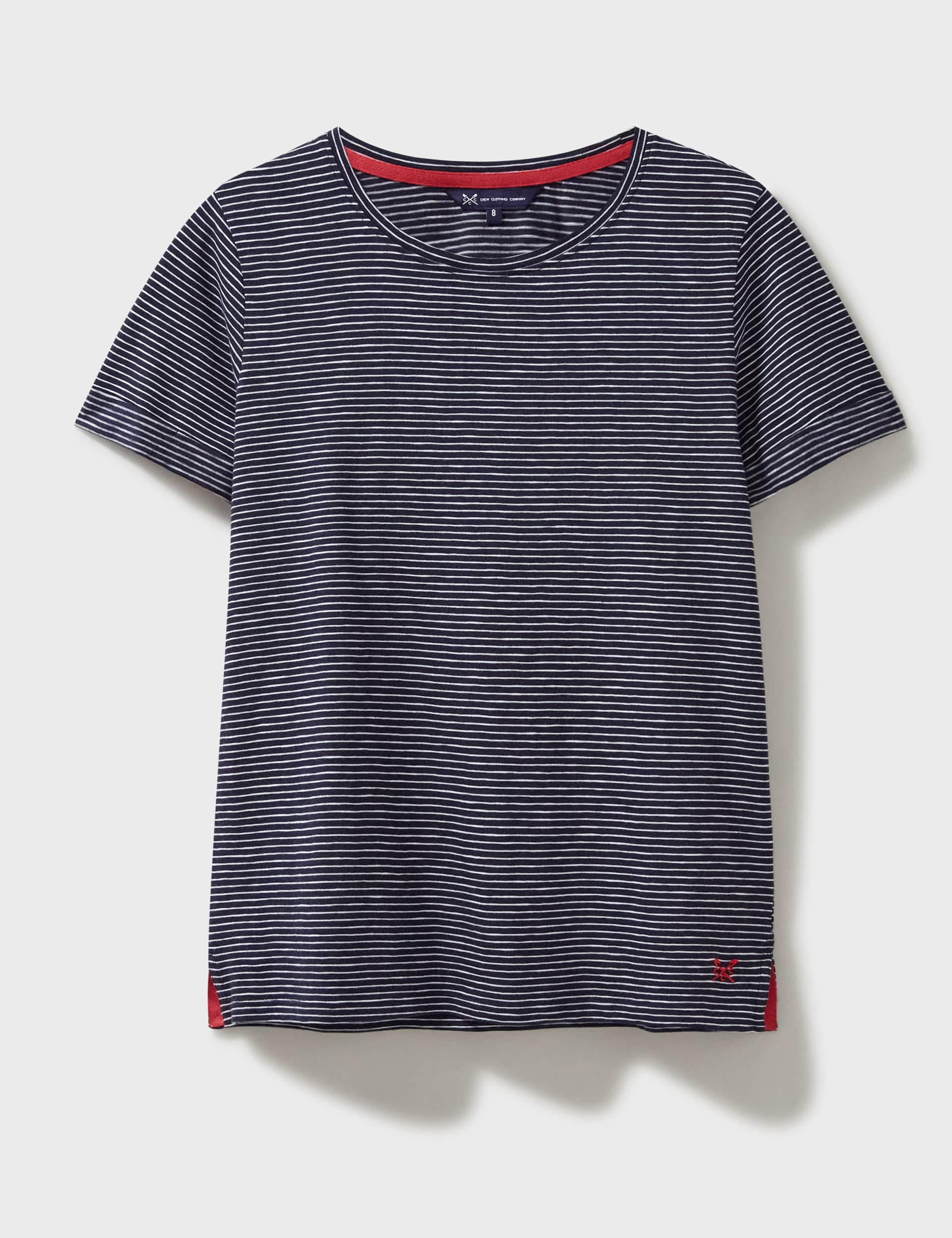 Crew Clothing Women's Pure Cotton Striped T-Shirt - 8 - Navy Mix, Navy Mix