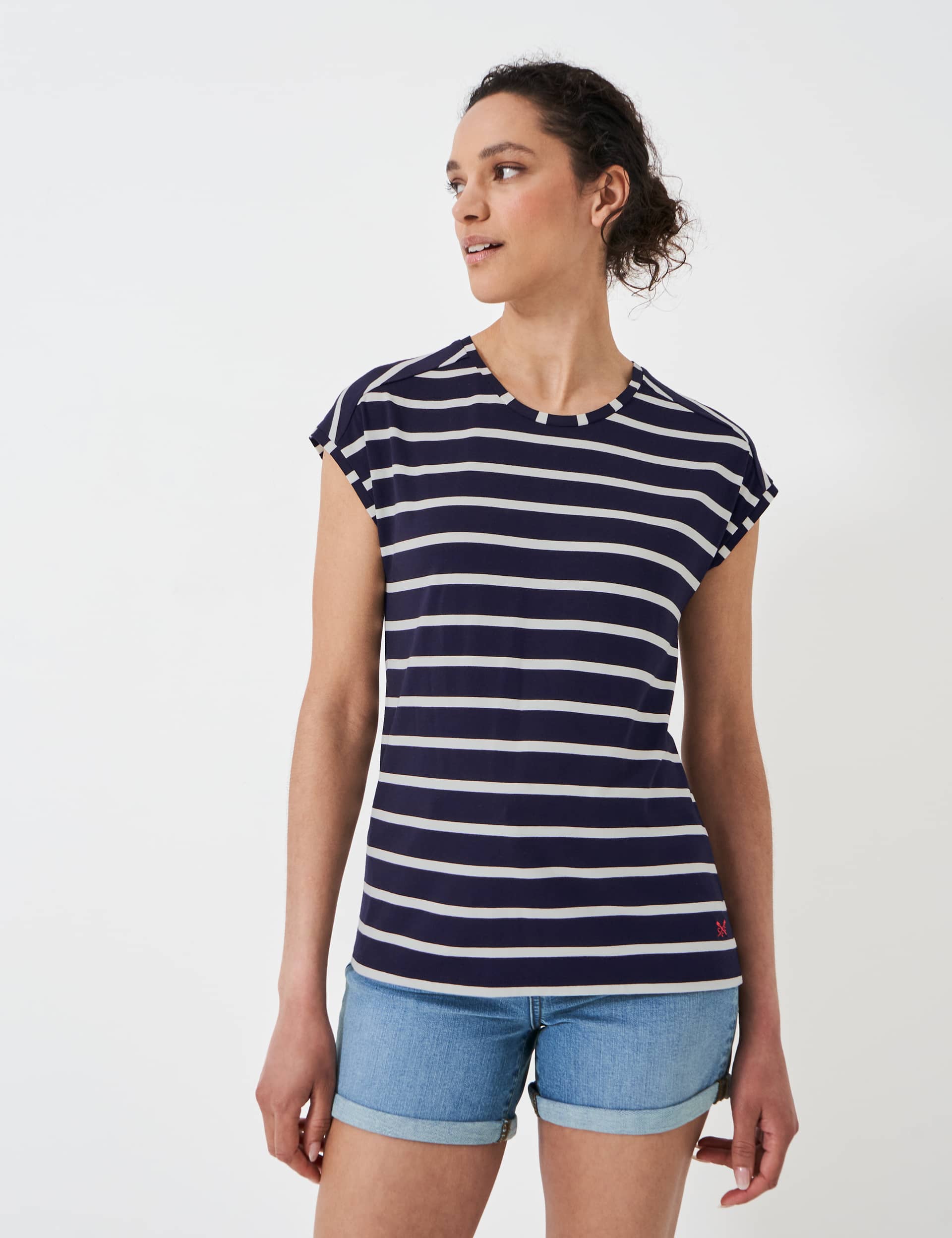 Crew Clothing Women's Modal Rich Striped T-Shirt - 12 - Navy, Navy