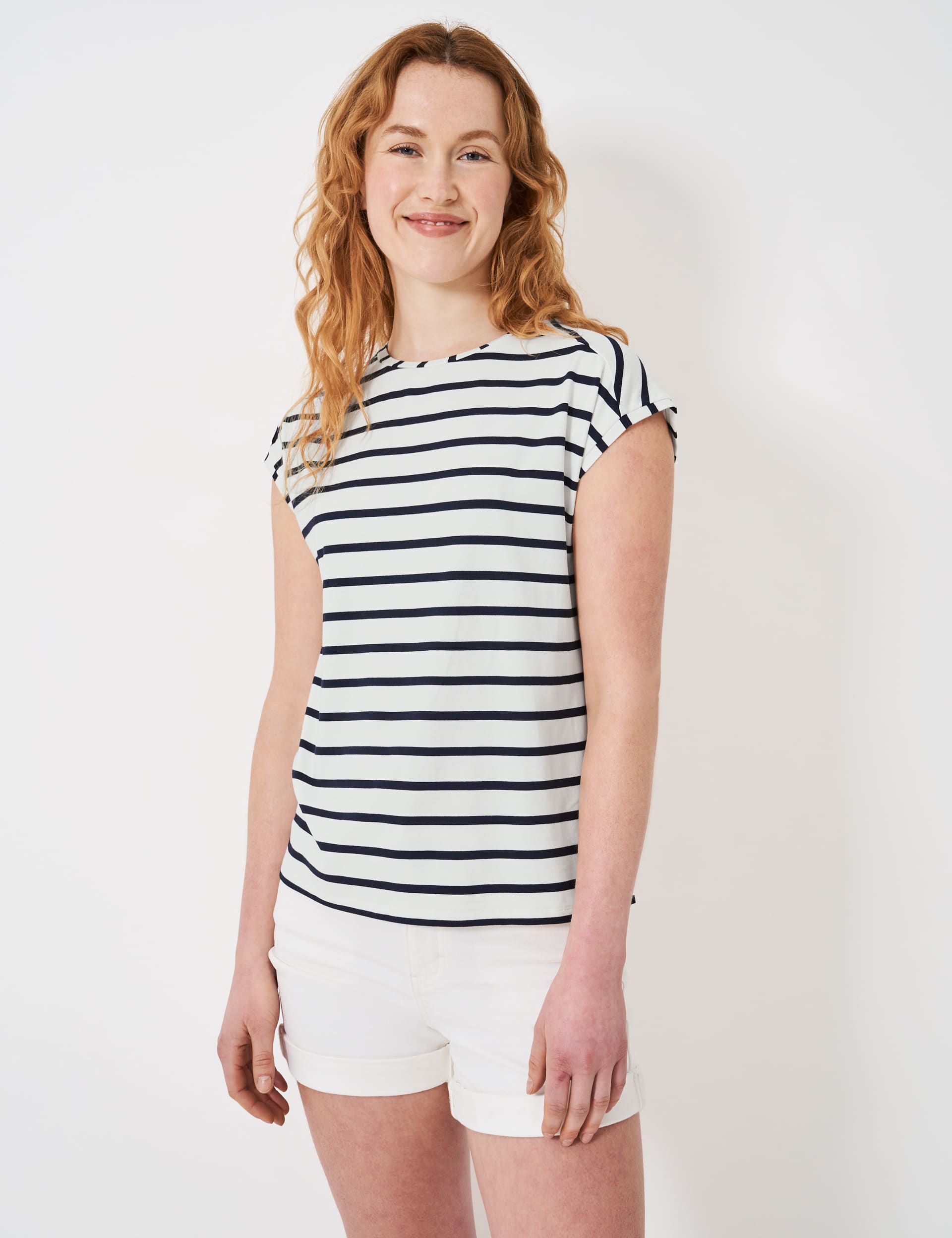 Crew Clothing Women's Modal Rich Striped T-Shirt - 14 - White, White