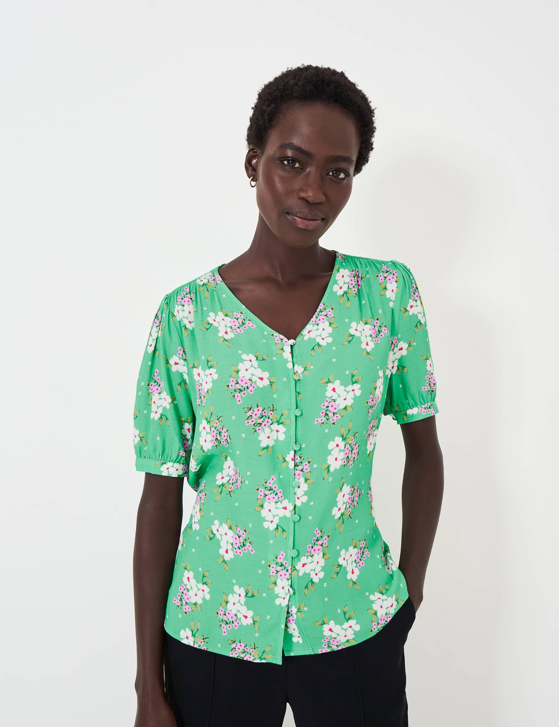 Crew Clothing Women's Shirred button through blouse
