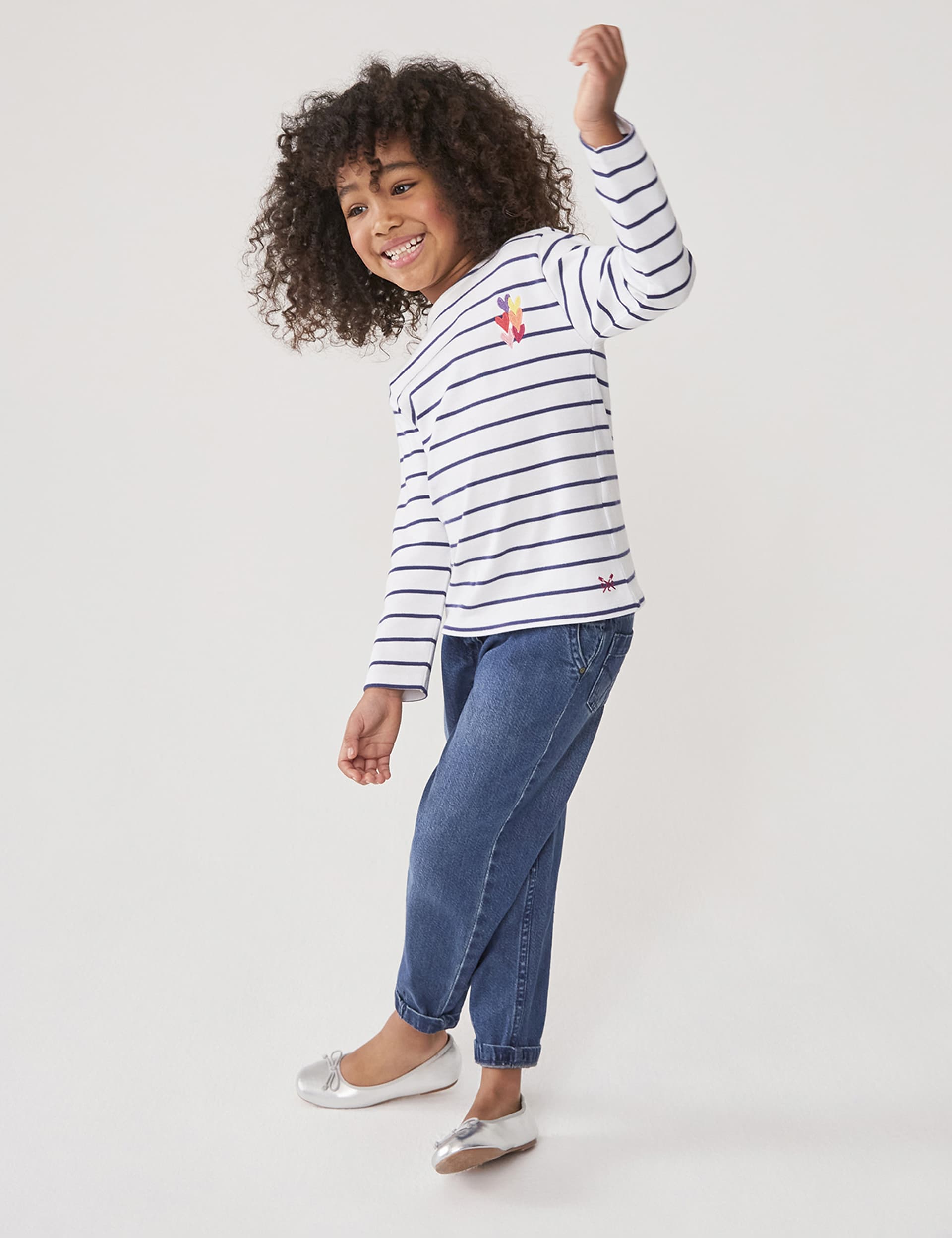 Crew Clothing Girls Pure Cotton Striped Top (3-12 Yrs) - 6-7 Y - White Mix, White Mix