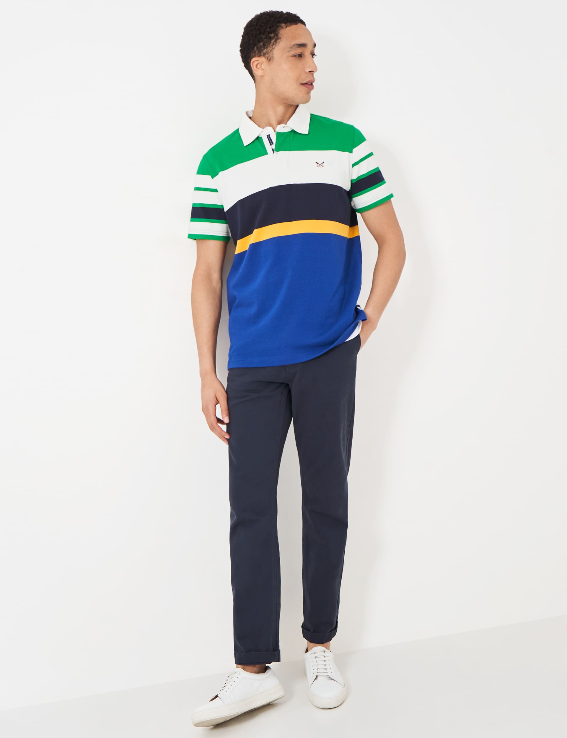 Crew Clothing Men's Pure Cotton Striped Rugby Shirt
