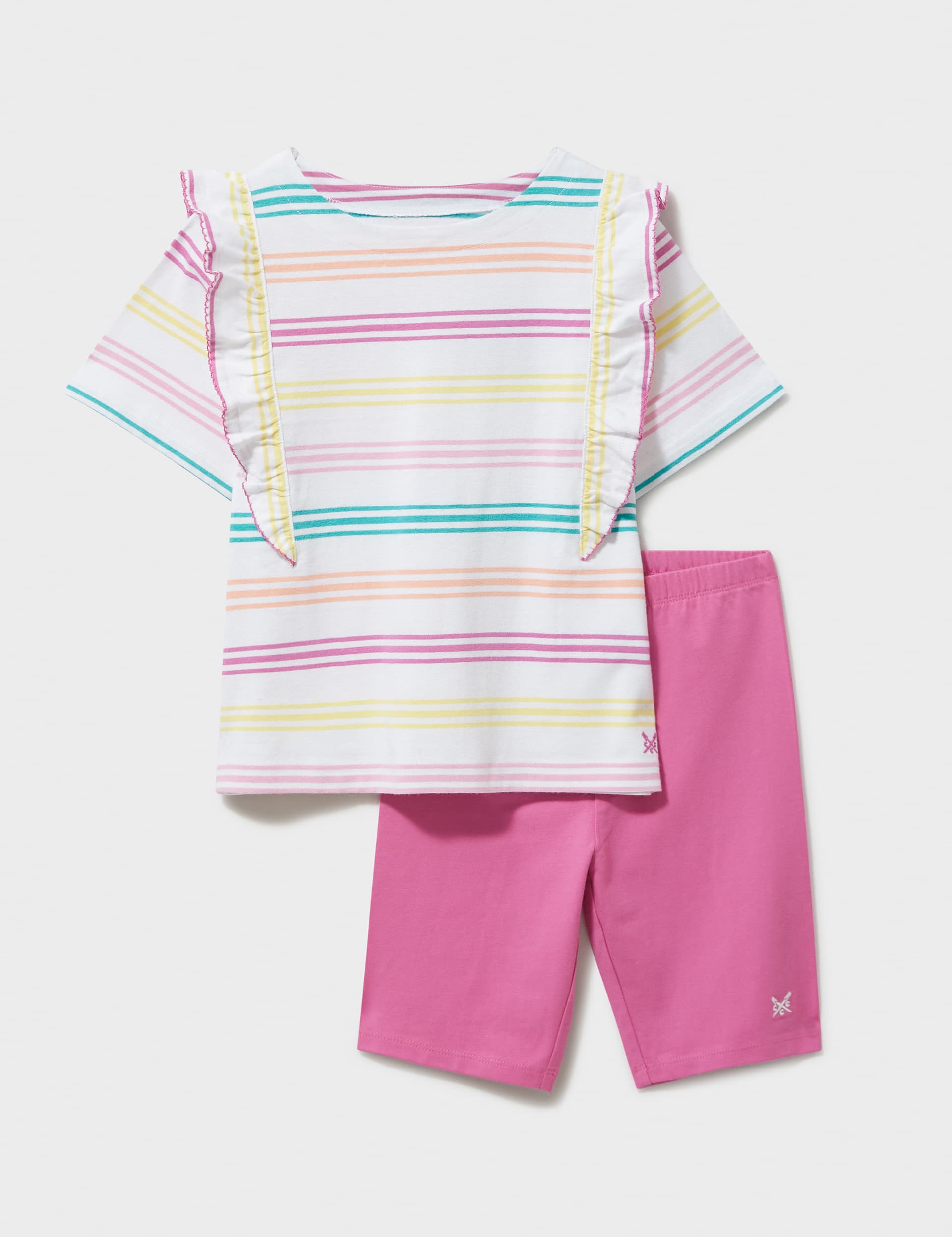 Crew Clothing Girls Pure Cotton Striped Top & Bottom Outfit (3-9 Yrs) - 4-5 Y - Multi, Multi