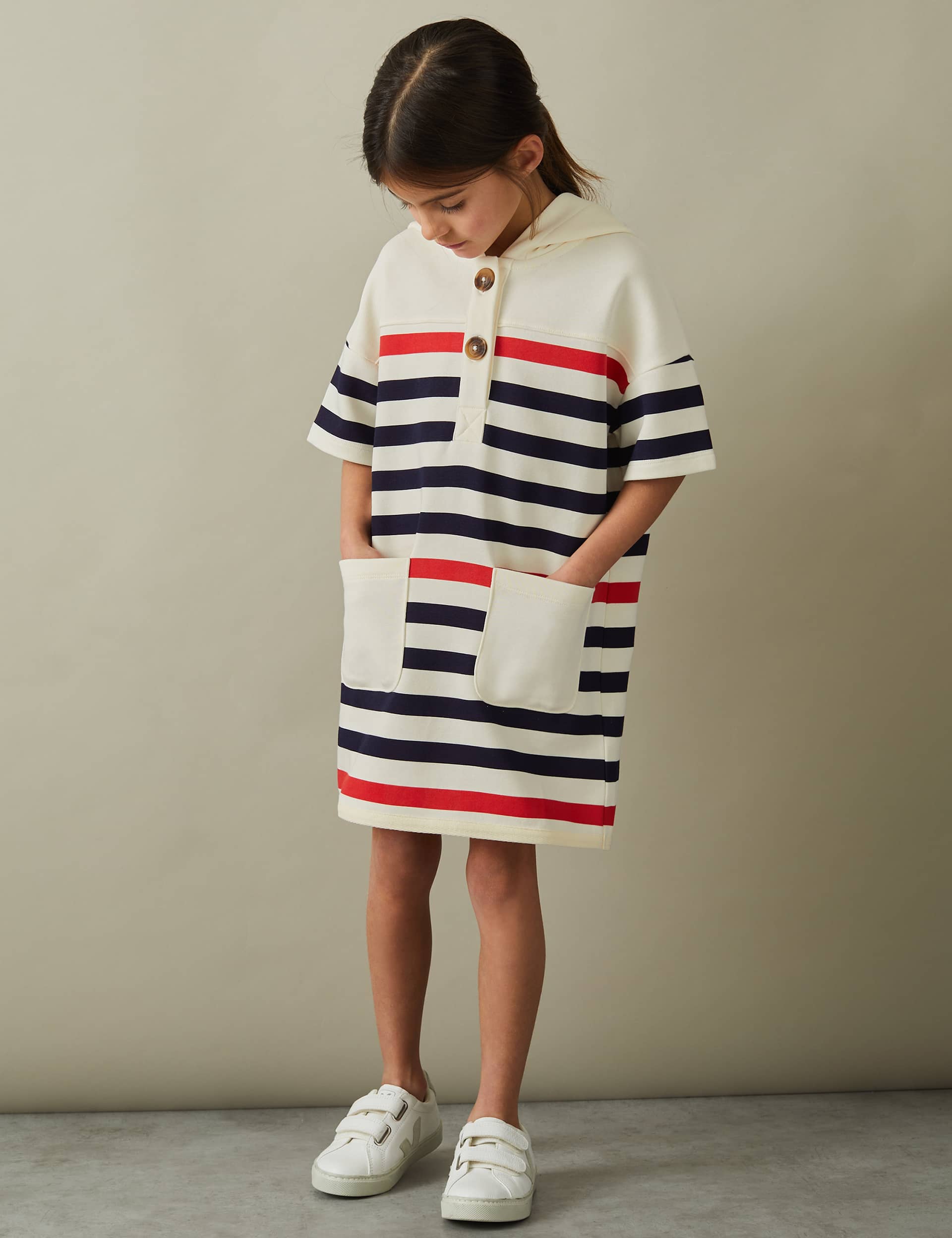 Reiss Girls Cotton Rich Striped Hooded Dress (4-14 Yrs)