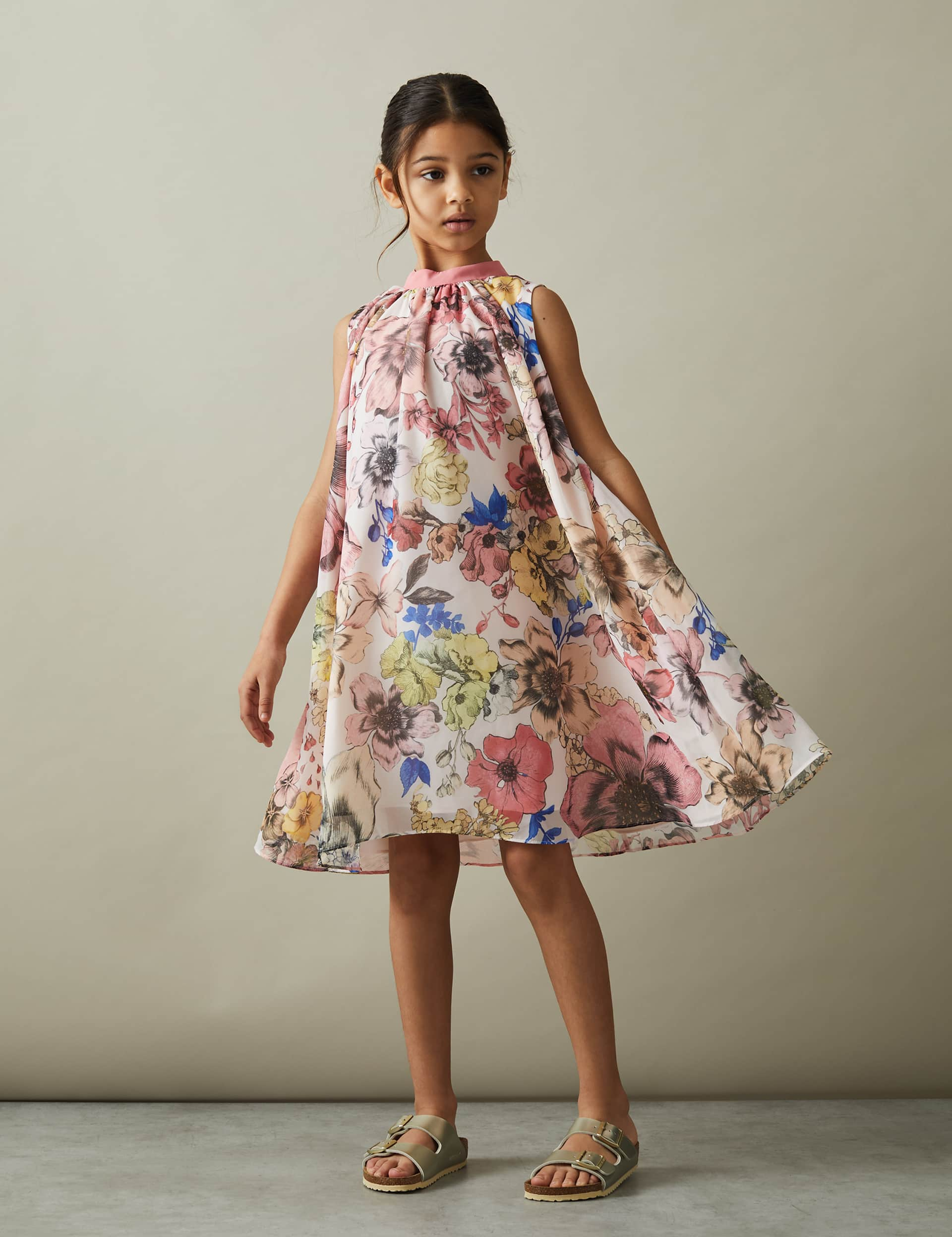 Reiss Girls Floral Dress (4-14 Yrs) - 10-11 - Pink Mix, Pink Mix